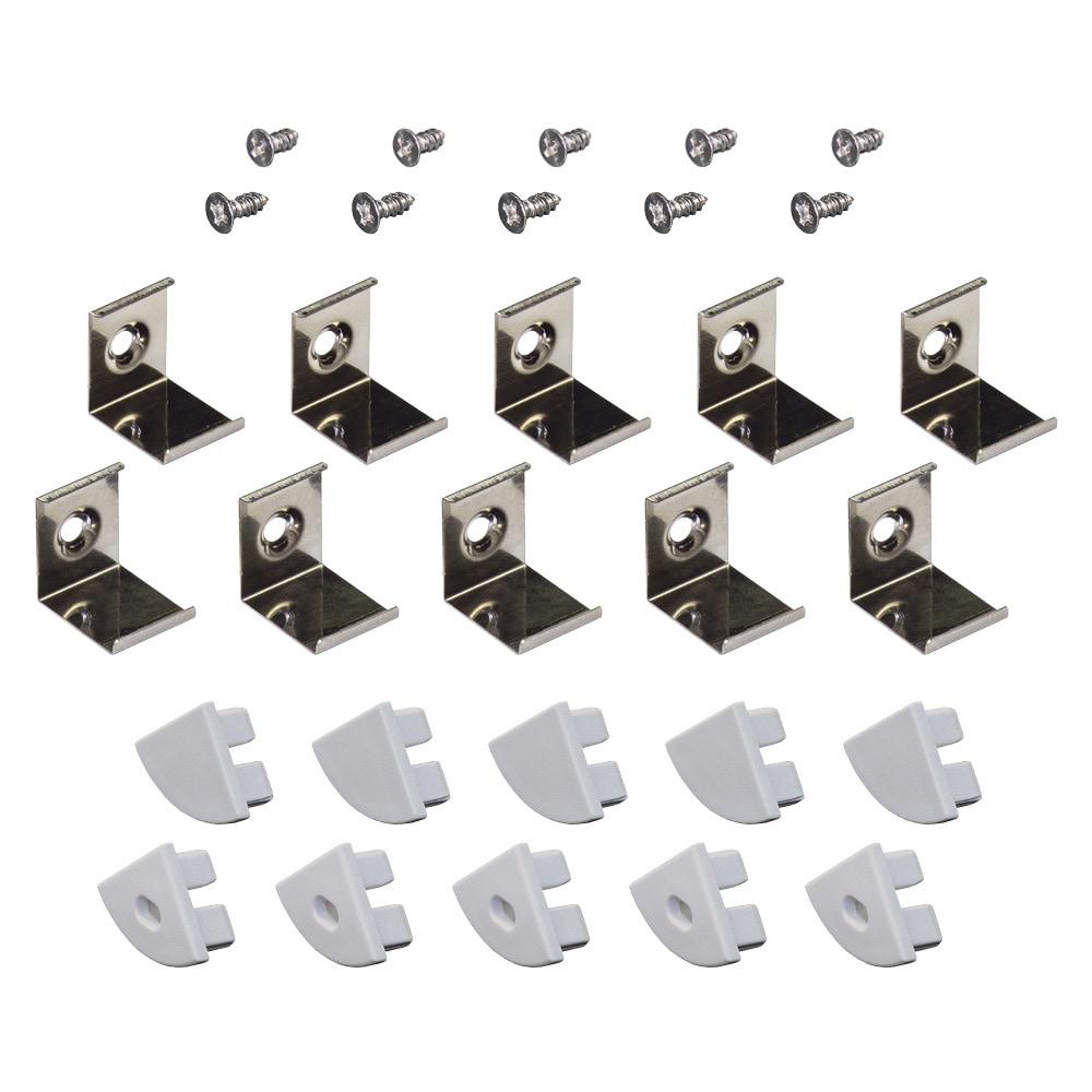 Accessory Packs for LED Tape Light Mounting Channels, Corner Mount, Grey