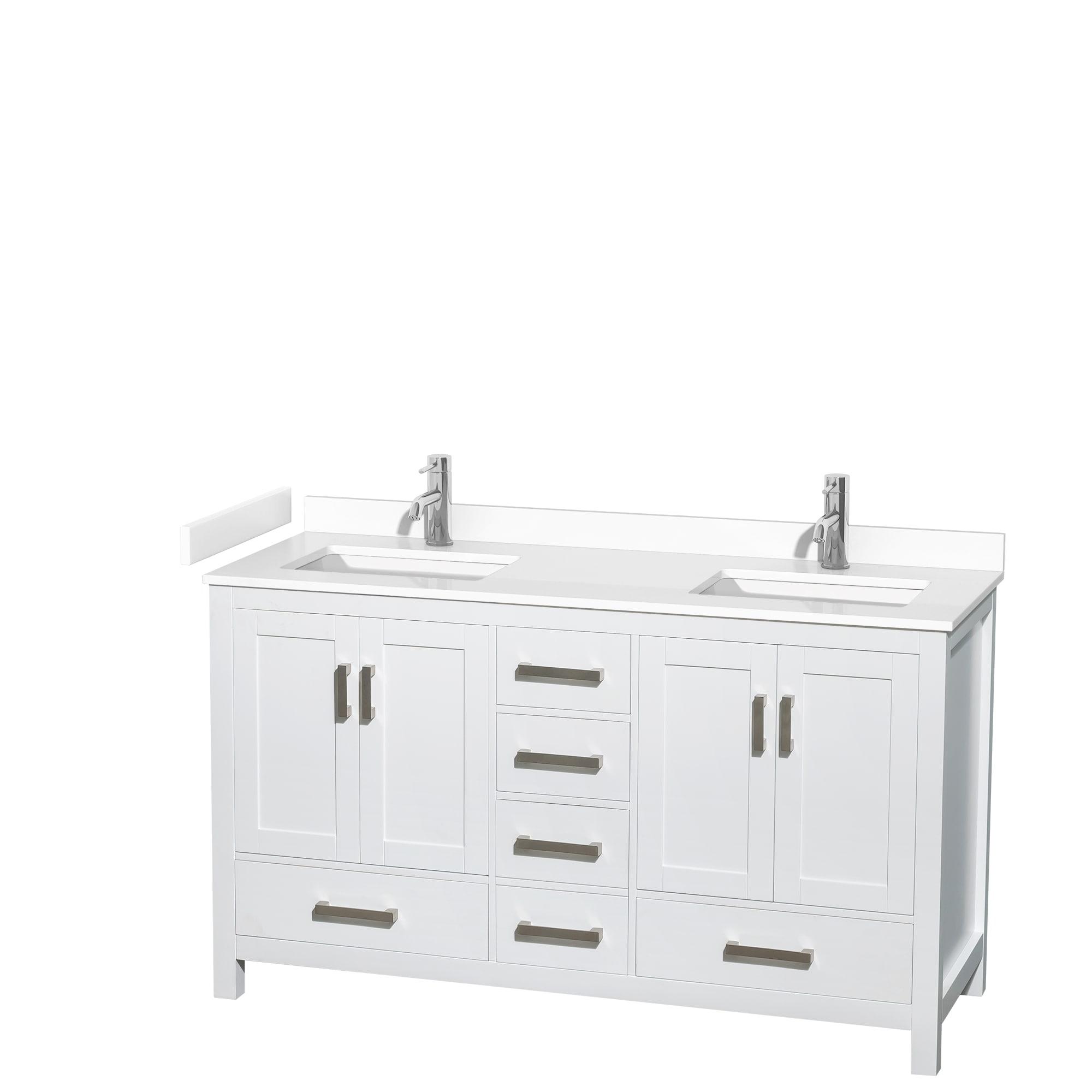 Sheffield 60" Freestanding Double Bathroom Vanity with Cultured Marble Top