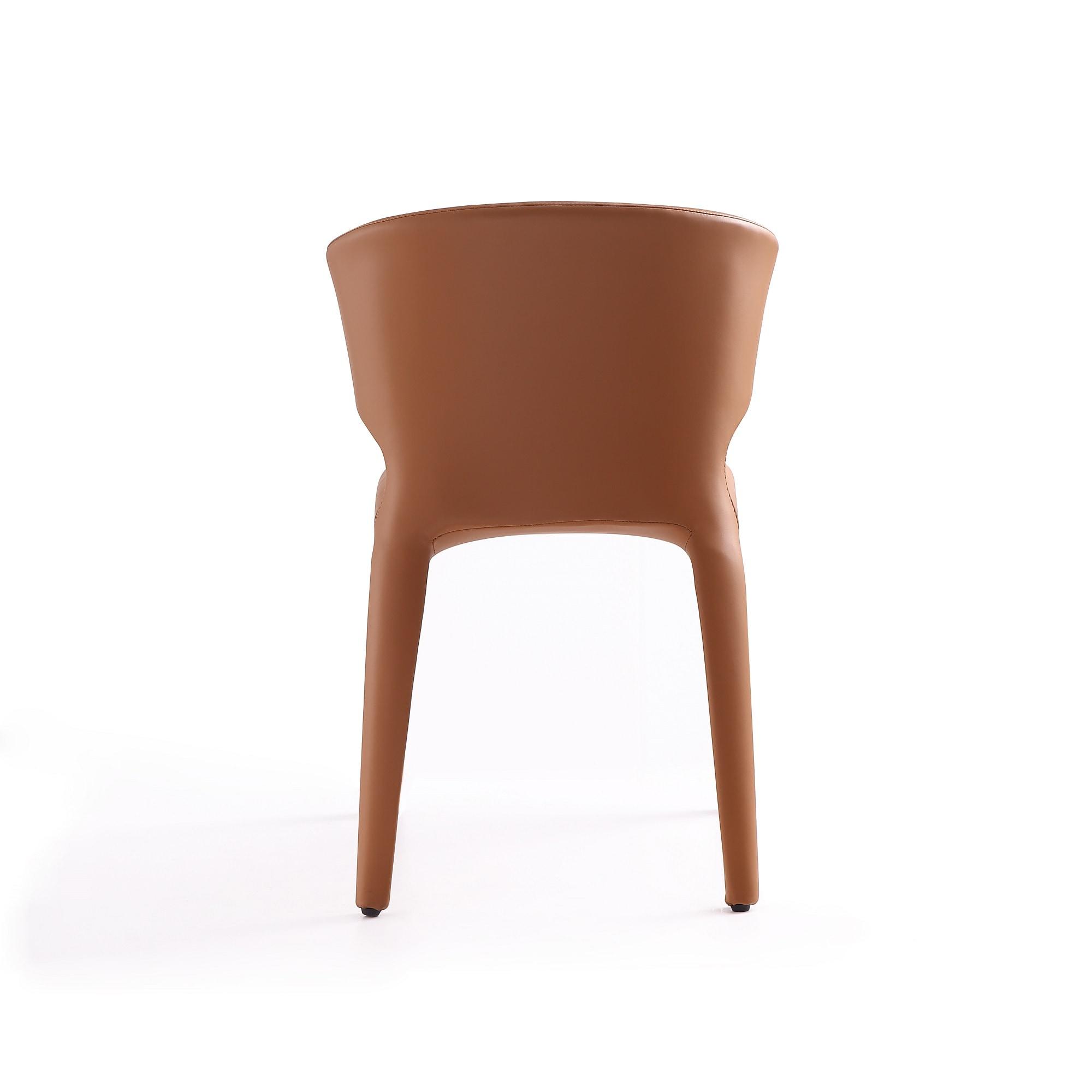 Set of 2 Conrad Faux Leather Dining Chairs Saddle - Manhattan Comfort: Mid-Century Modern, Metal Frame, Cushioned