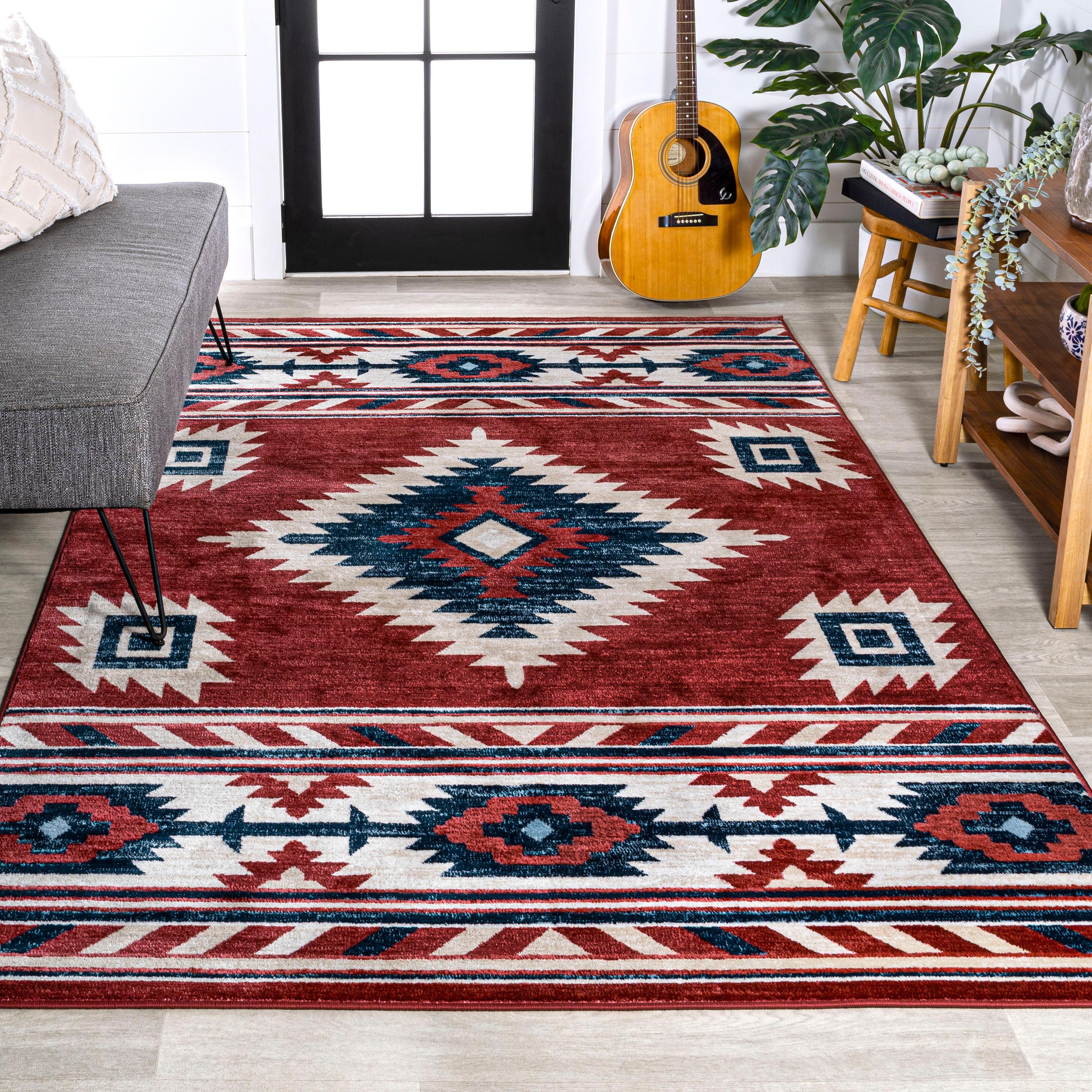 Well Woven Tulsa Lea Traditional Vintage Southwestern Tribal Crimson 3'11" x 5'3" Area Rug