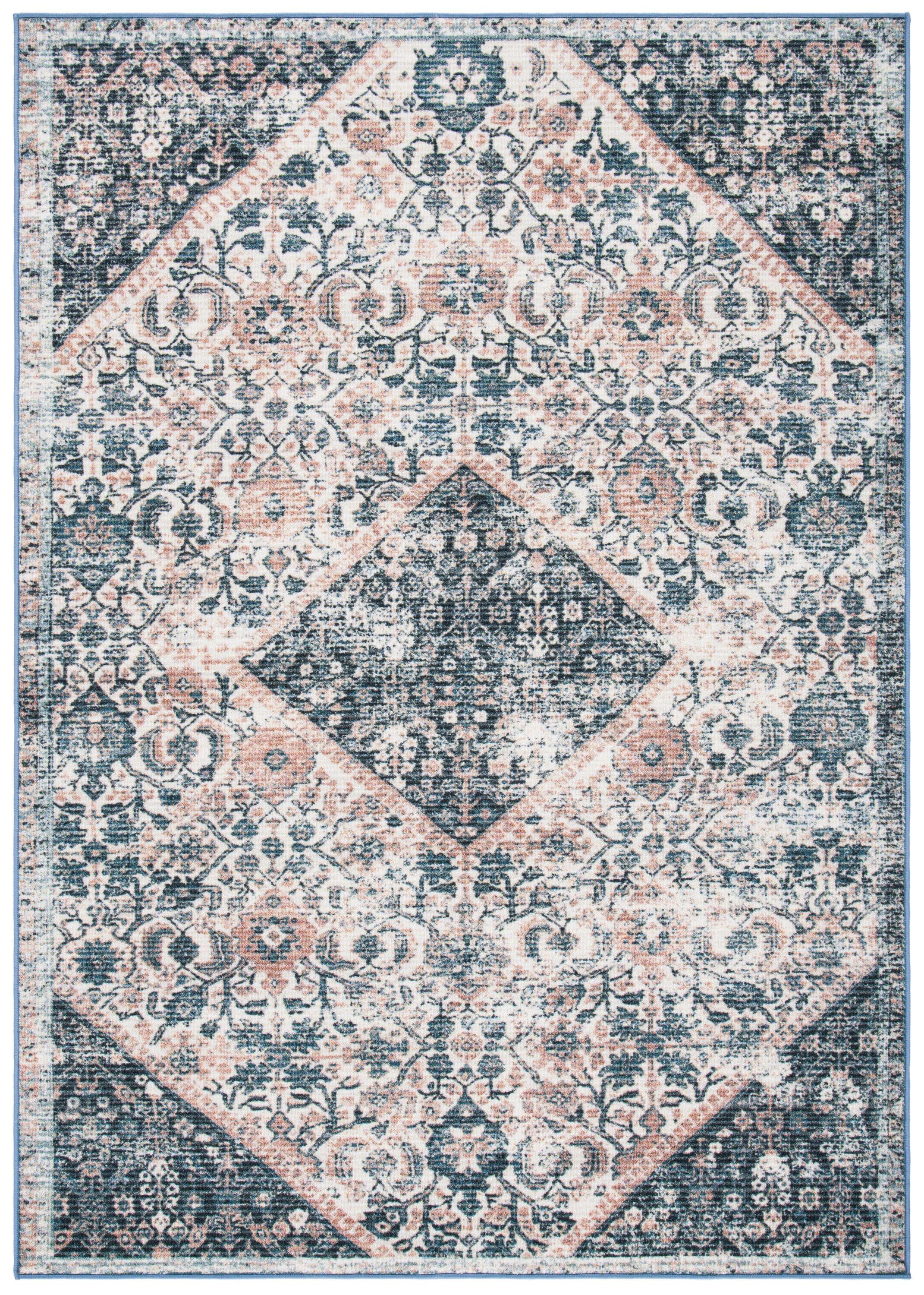 Journey JNY150 Power Loomed Machine Washable Slip Resistant Area Rug - Ivory/Pink - 5'5"x7'7" - Safavieh