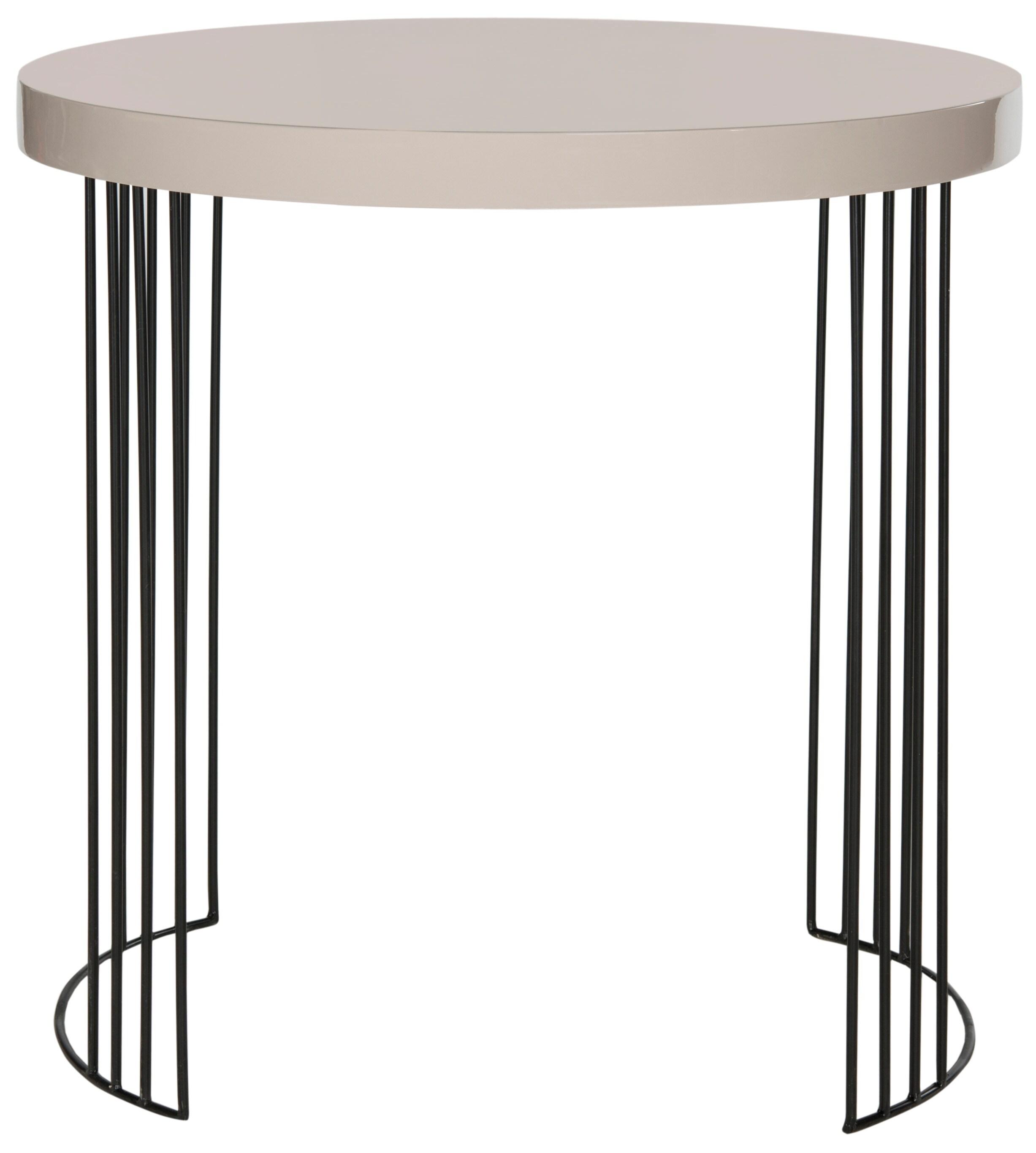 Kelly Mid Century Scandinavian Lacquer Side Table - Taupe/Black - Safavieh.