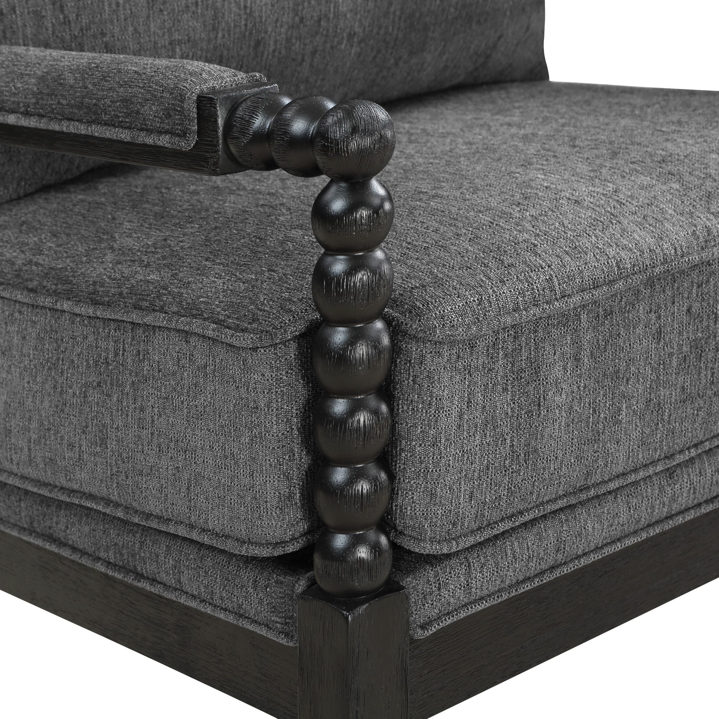 OSP Home Furnishings Eliza Spindle Chair in Charcoal Fabric