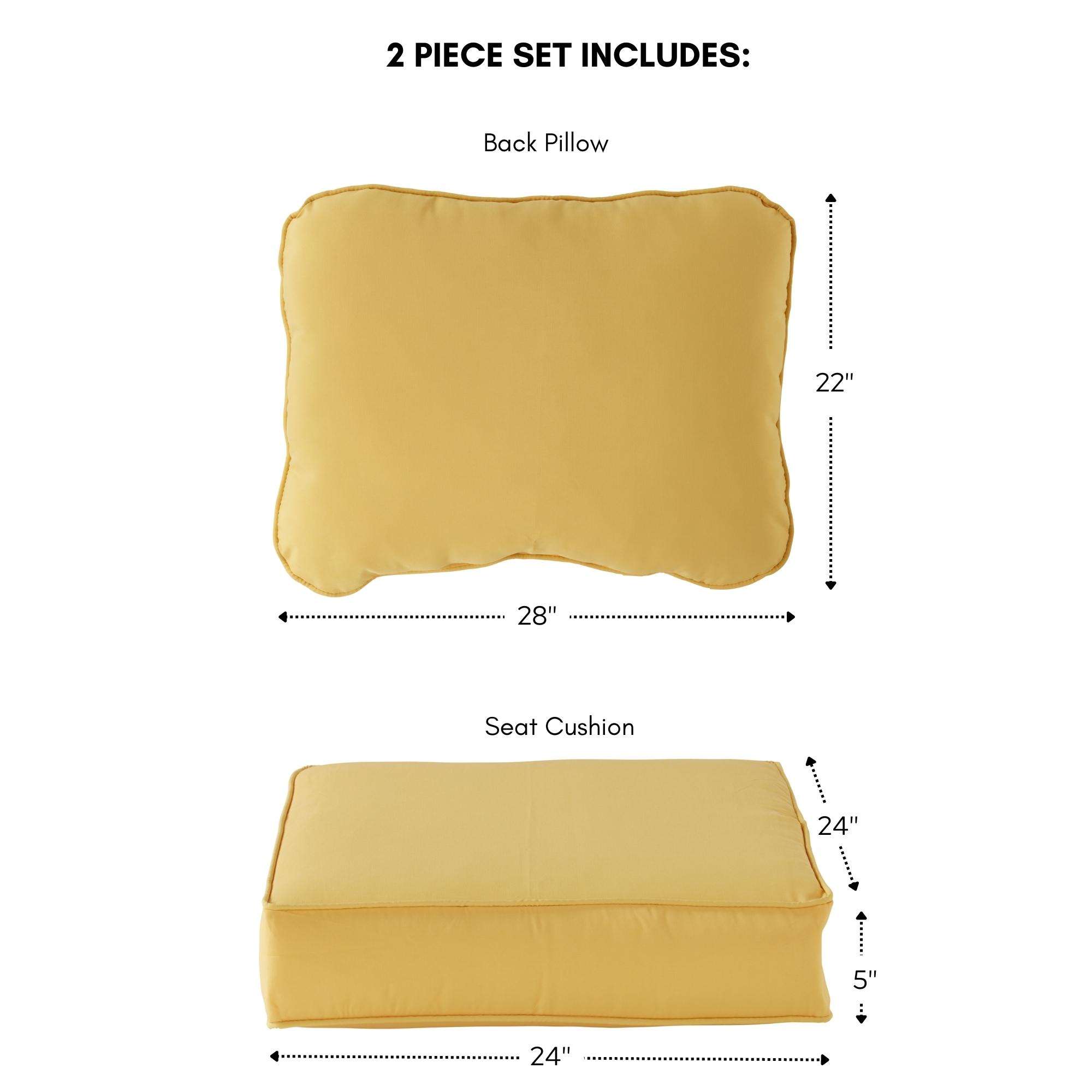 Greendale Home Fashions 2-Piece Solid Sunbeam 24"W Premium Deep Seat Cushion Set