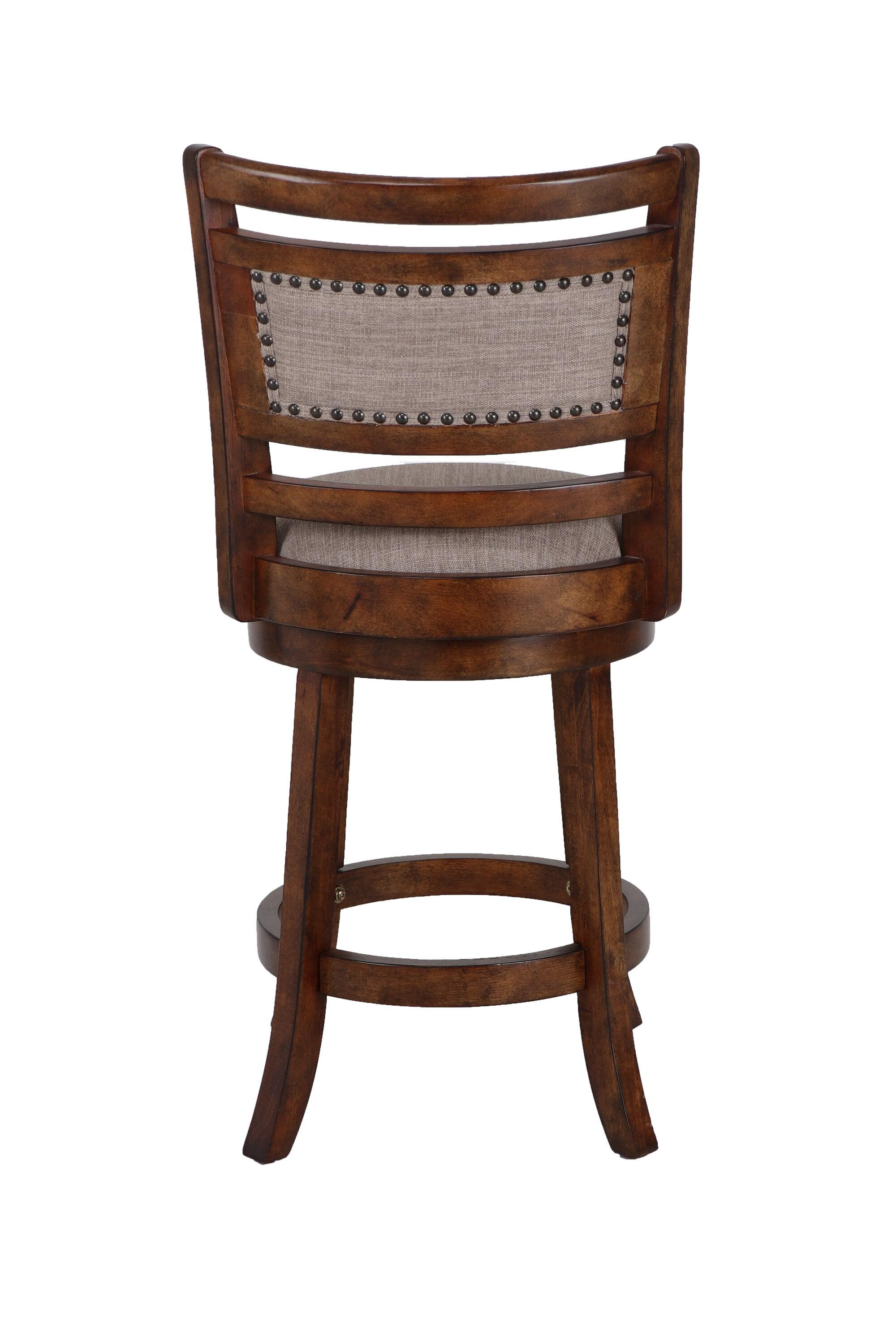 New Classic Furniture, Aberdeen Wood Swivel Bar Stool with Fabric Seat in Dark Brown, Brown