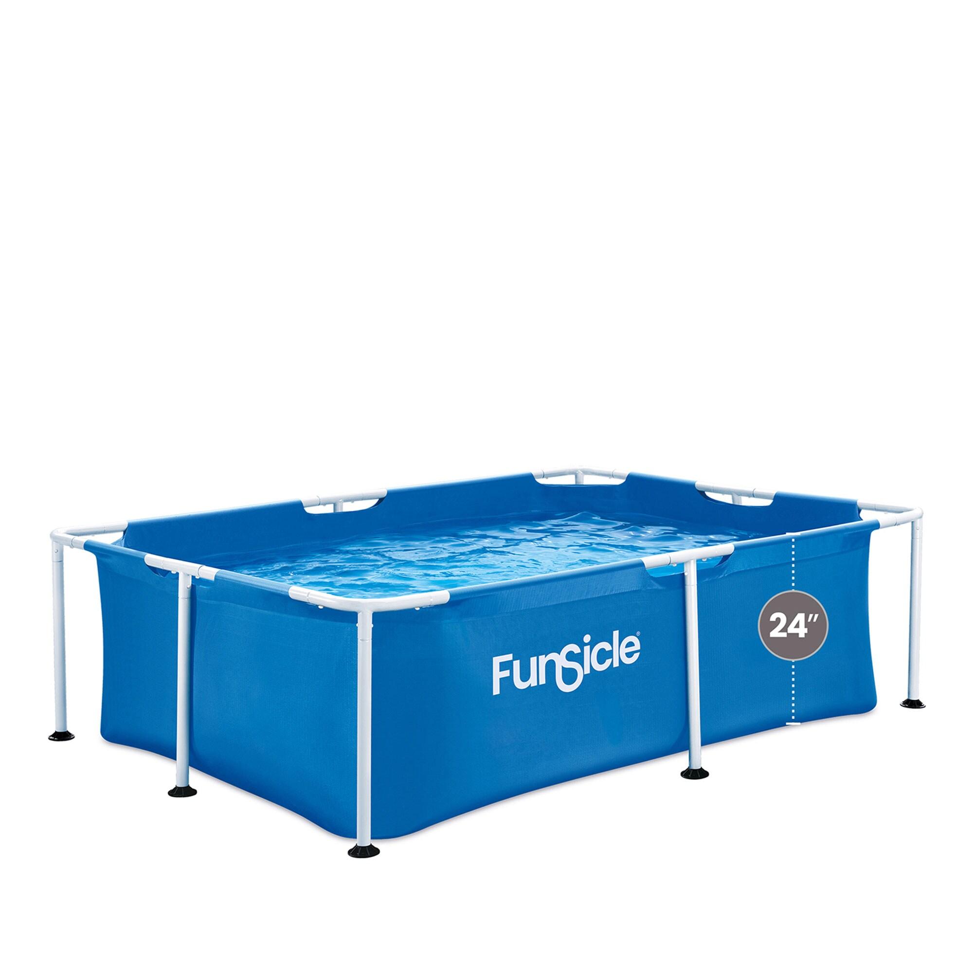 Funsicle 7 Foot 4 Person Capacity Durable Rectangular Above Ground Activity Lap Pool with SmartConnect Technology for Ages 6 and Up, Blue