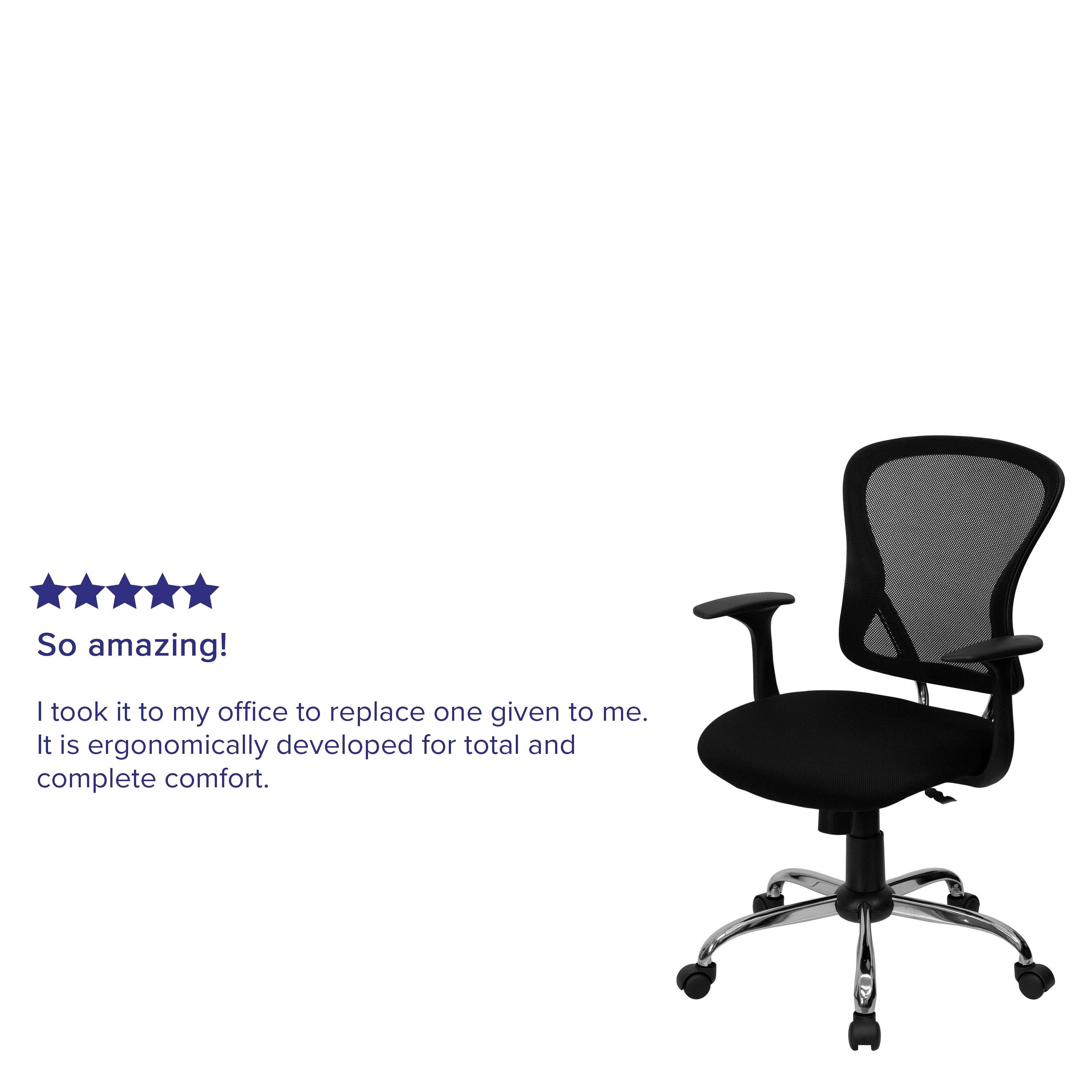 Flash Furniture Mid-Back Black Mesh Swivel Task Office Chair with Chrome Base and Arms