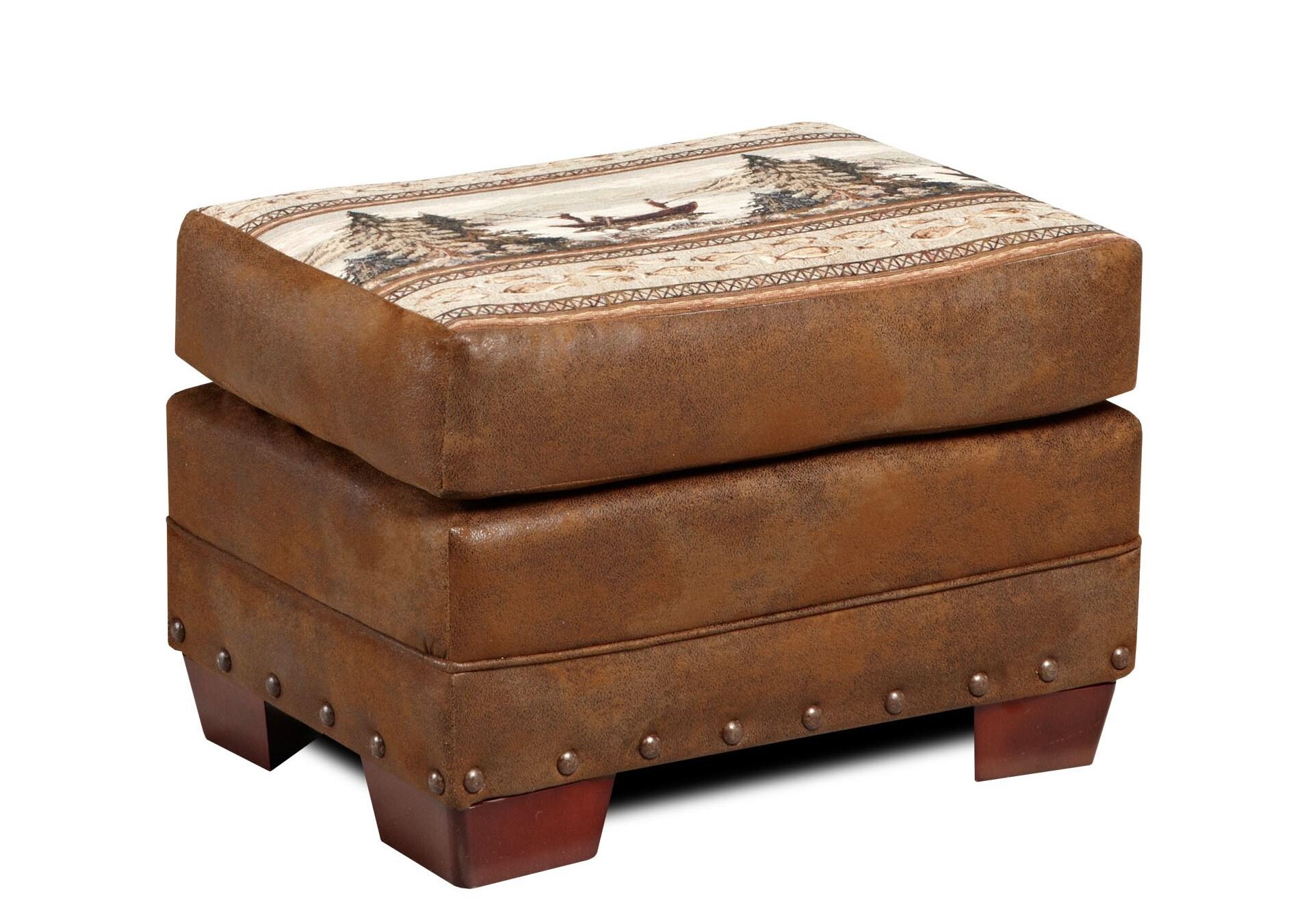 American Furniture Classics 26.5" Microfiber Alpine Lodge Ottoman in Brown