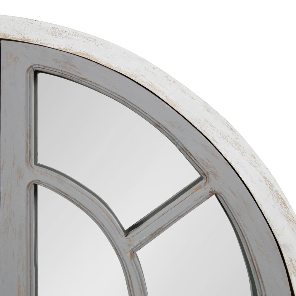 28" x 44" Boldmere Wood Windowpane Arch Mirror White/Gray - Kate and Laurel
