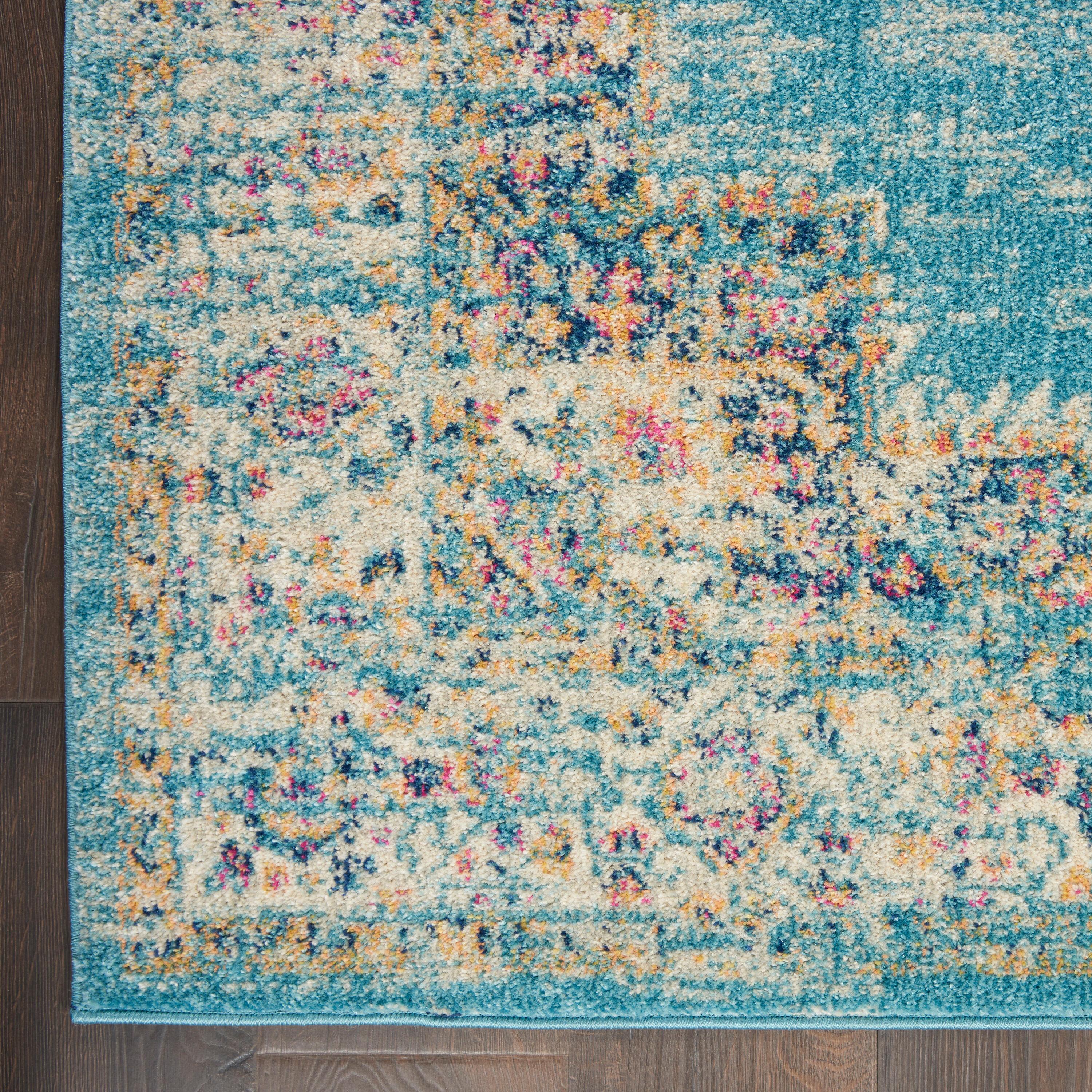 Nourison Passion Medallion Bohemian Indoor Rug Light Blue 2'2" x 10'