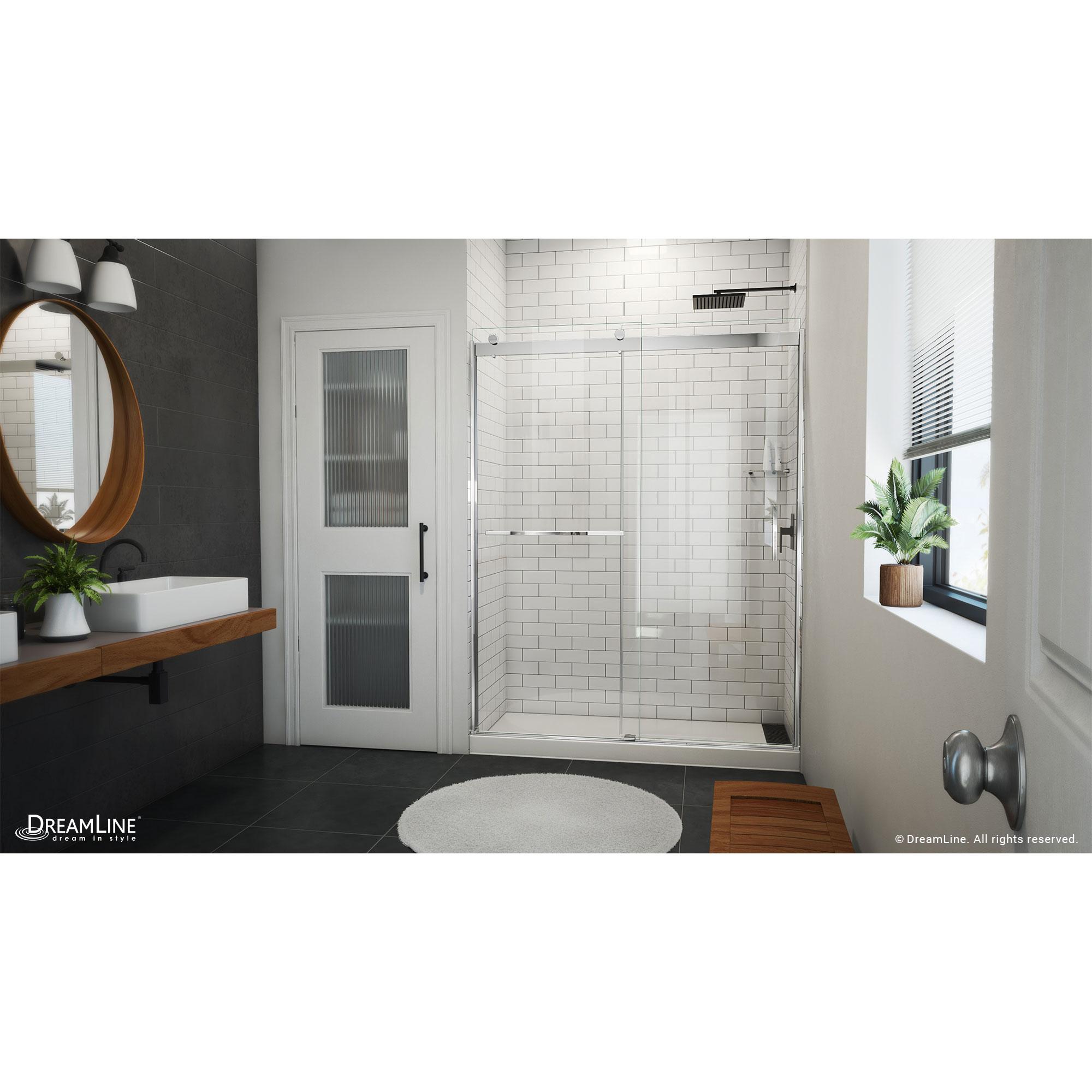 DreamLine SDVH60W760VXX01 Sapphire-V 56cm W x 76cm H Frameless Tub Door with