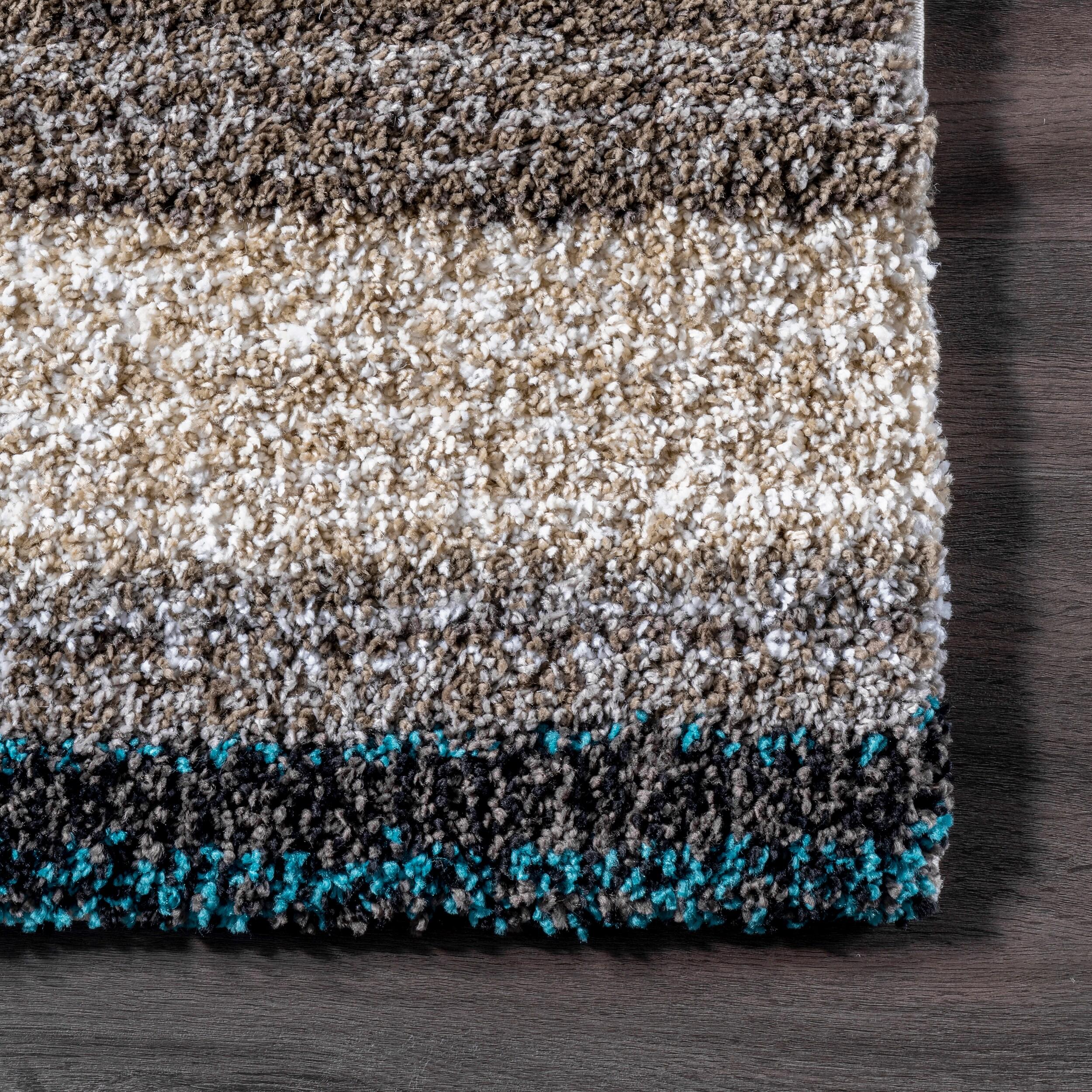 Nuloom Drey Striped Shag Indoor Area Rug, Runner 2' 6" x 10', Blue Multicolor