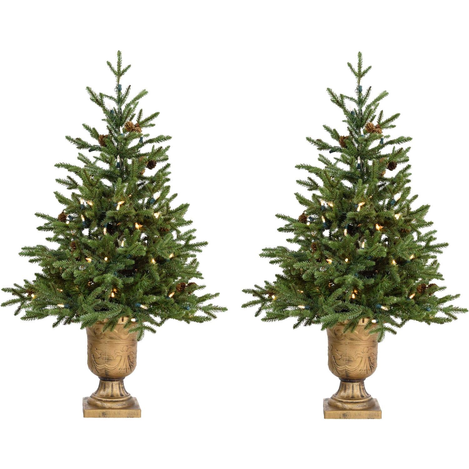 Carmel Pine 4' Lighted Fir Christmas Tree (Set of 2)