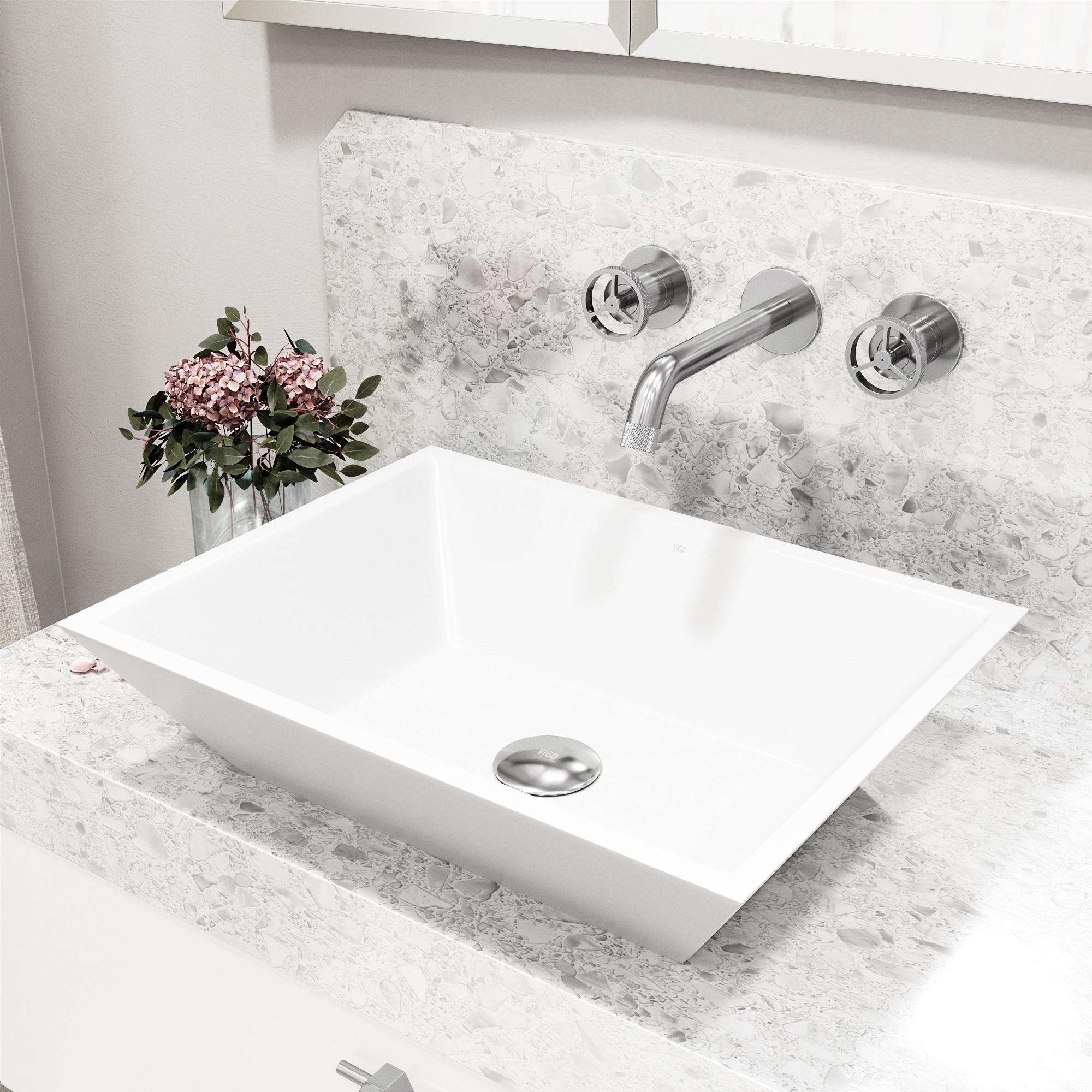 Cass 3" H Two Handle WaterSense Wall Mount Bathroom Faucet