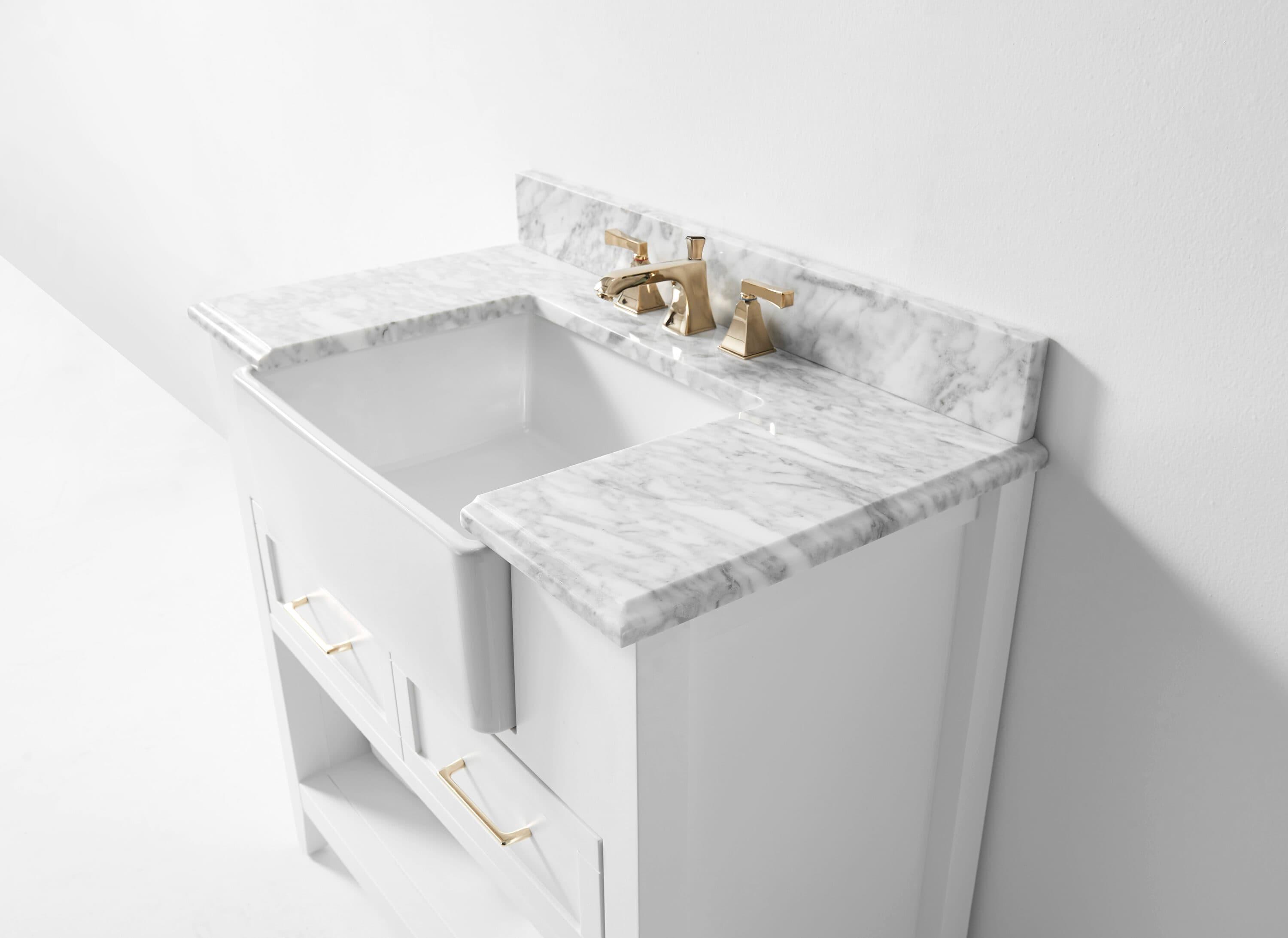 Ancerre Designs Hayley 36" Farmhouse Wood Bathroom Vanity Set in White