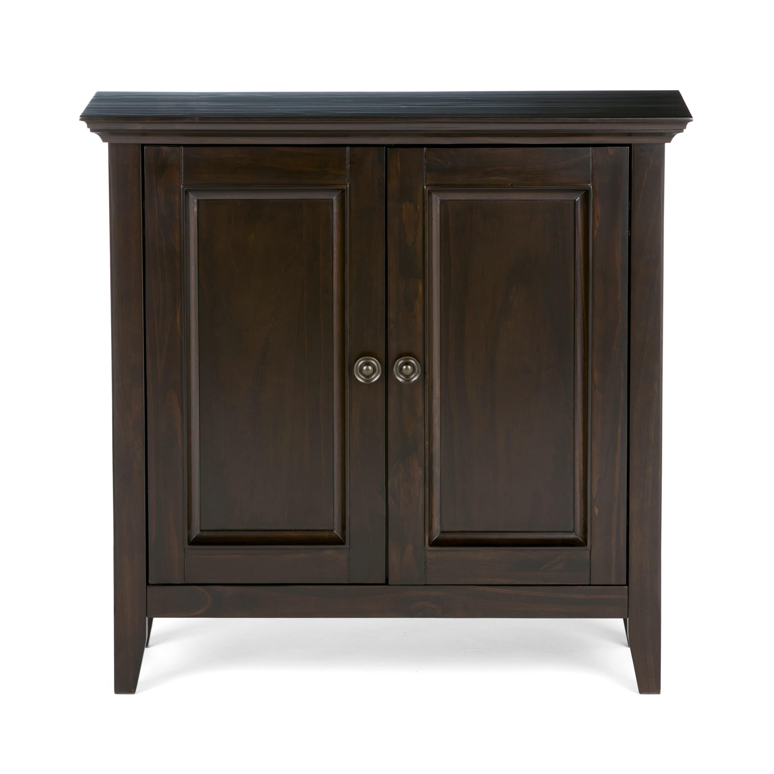 Simpli Home Amherst Solid Wood Low Storage Cabinet in Hickory Brown