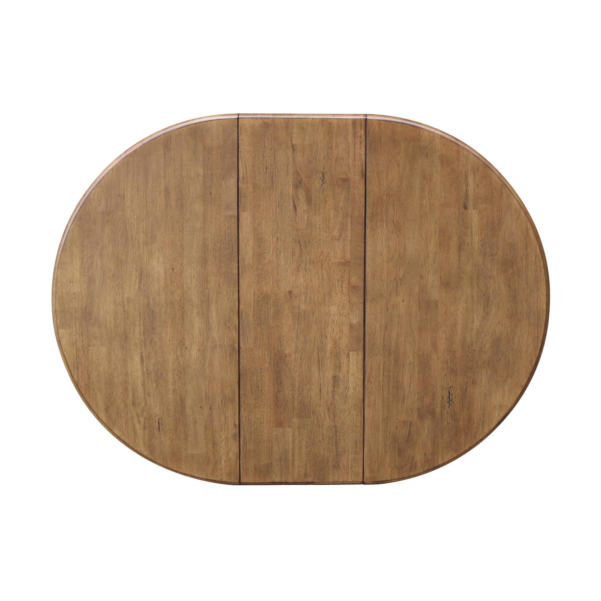 International Concepts 36" Round Top Pedestal Table With 12" Leaf - Dining Height - Distressed Hickory/Stone