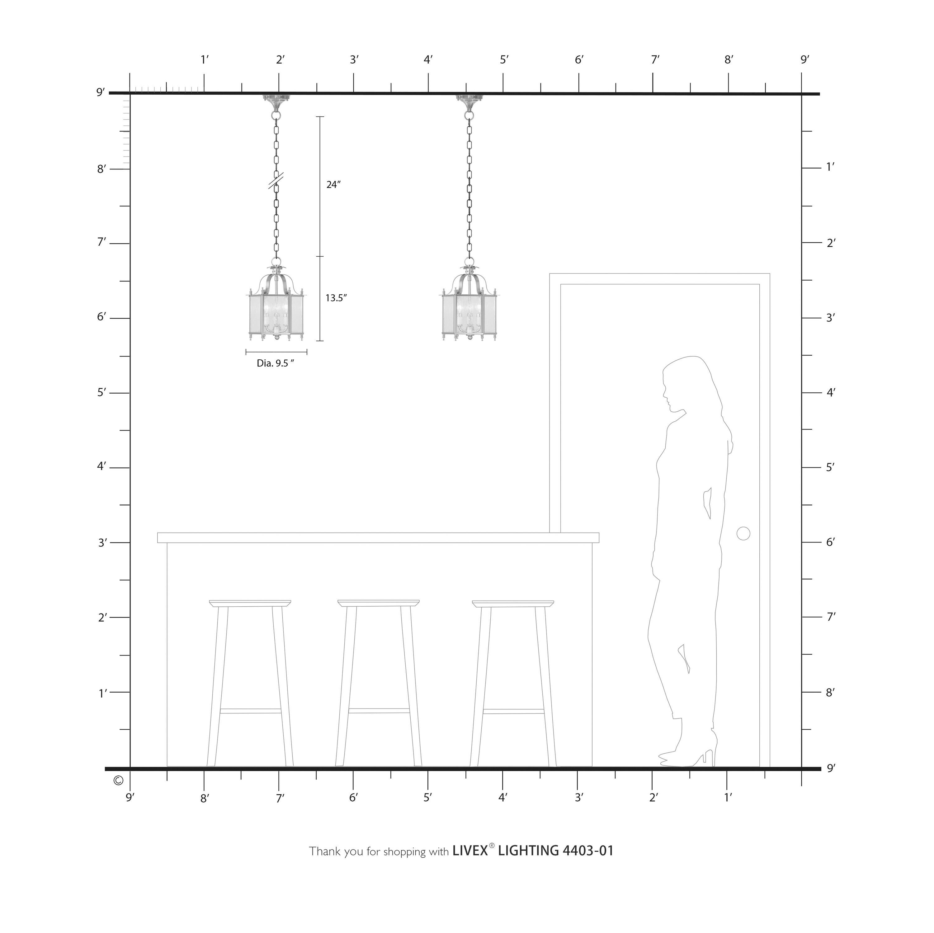 Livex Lighting Livingston 3 - Light Pendant in  Antique Brass