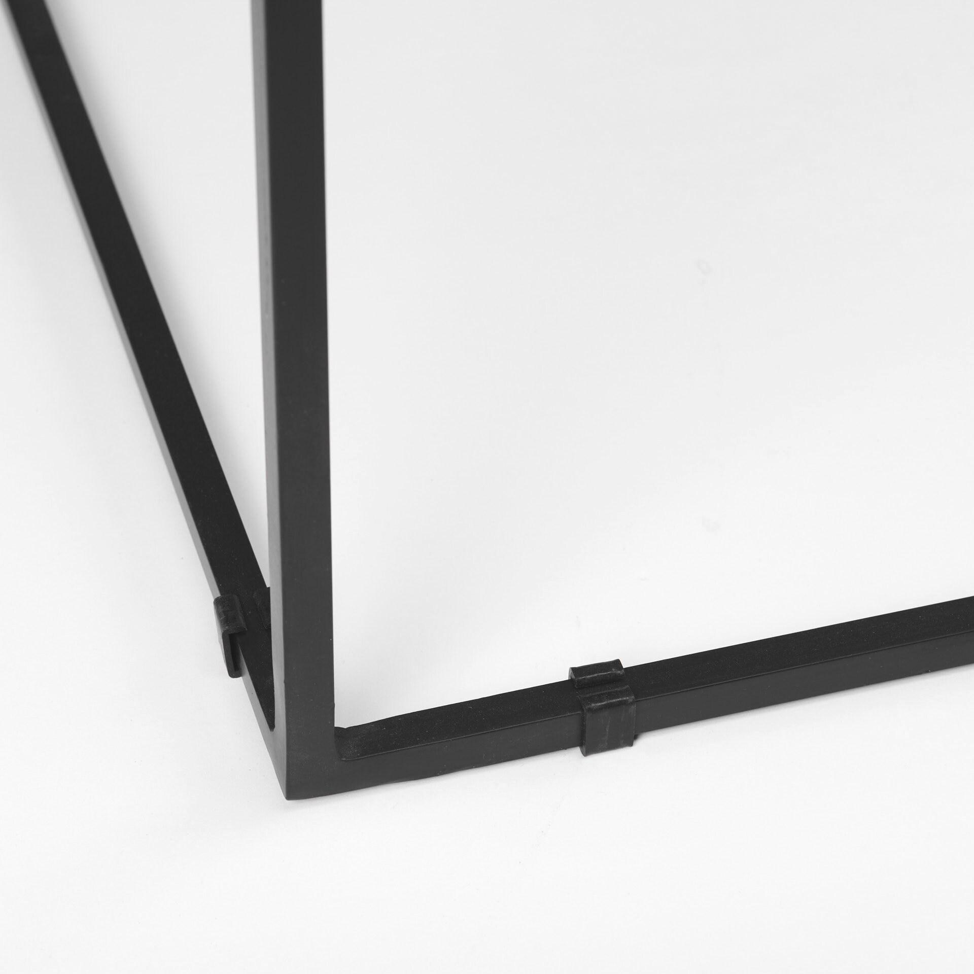 Regal Elegance White Marble & Matte Black Metal Square End Table