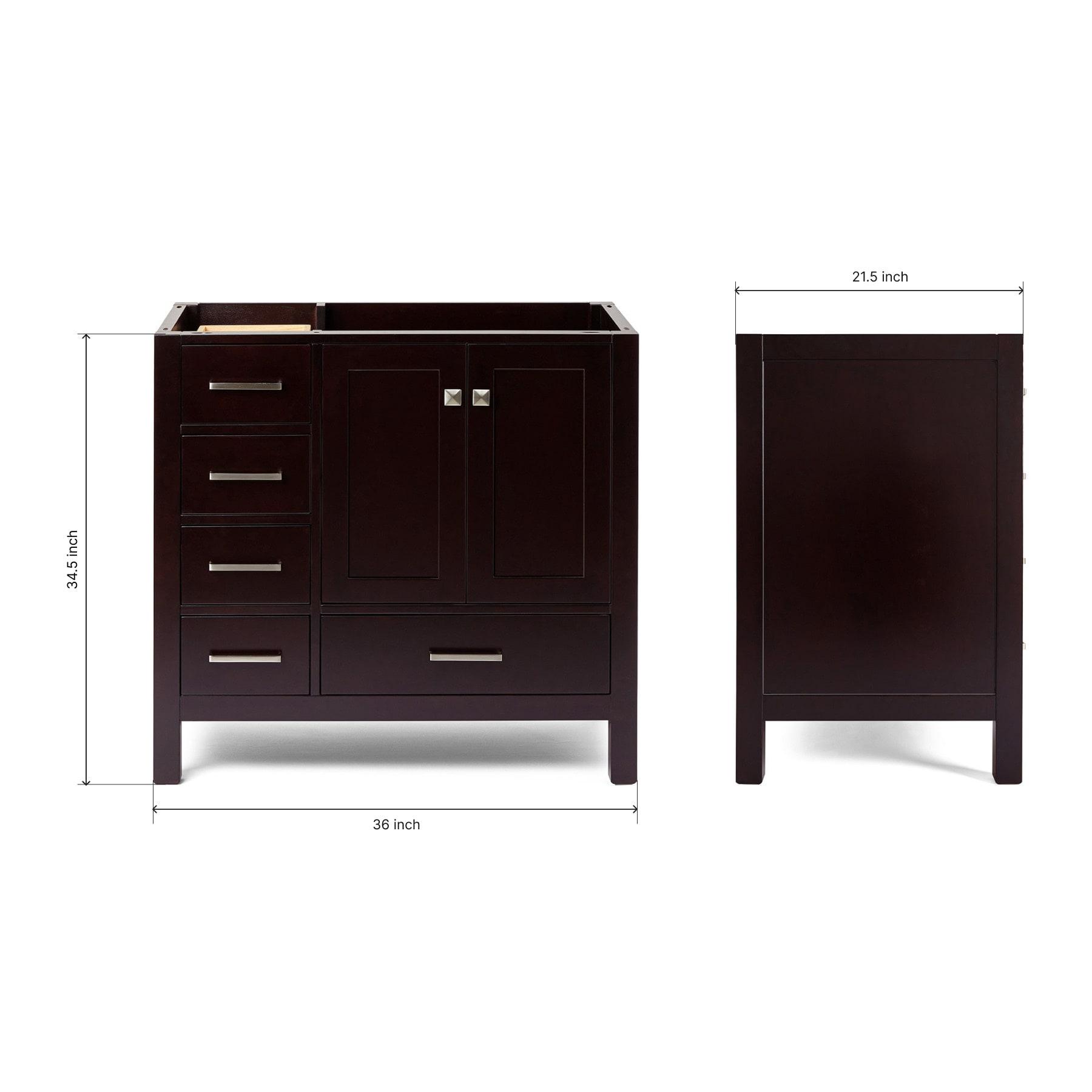 Ariel A037s-R-Bc Cambridge 36" Single Free Standing Wood Vanity Cabinet Only - Brown