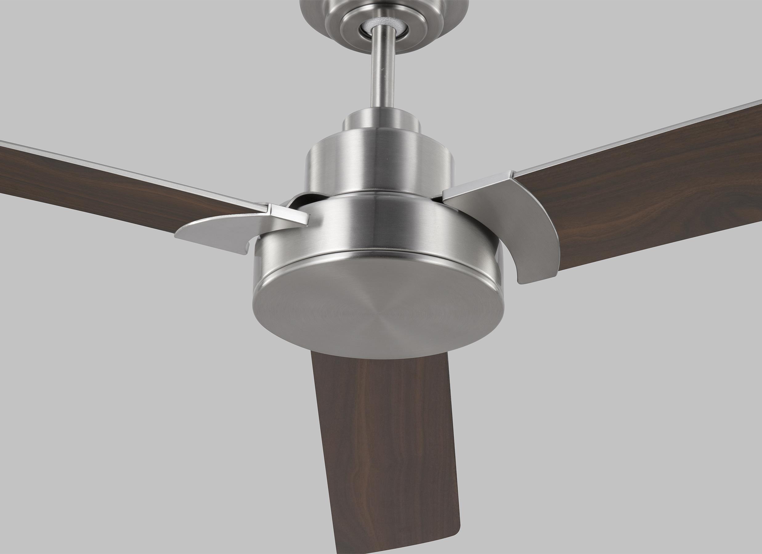 Generation Lighting Jovie 58-in Brushed Steel with Silver/American Walnut reversible blades Blades Propeller Ceiling Fan Without Light ( 3 -Blade )