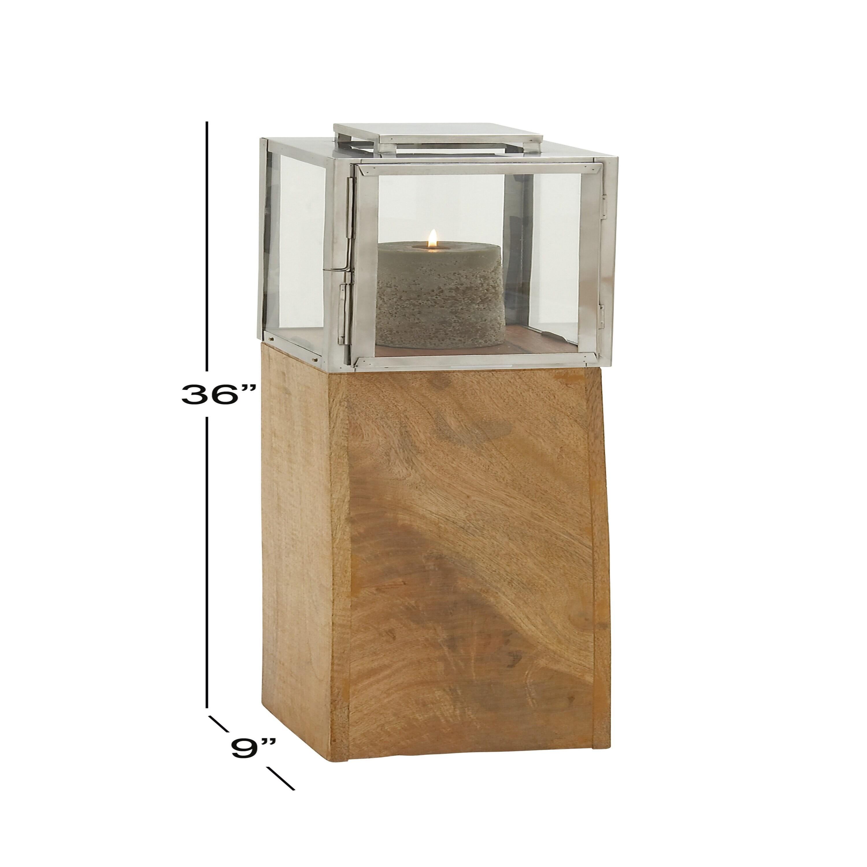 Loon Peak® Mango Wood Handmade Decorative Indoor Outdoor Brown Candle Lantern