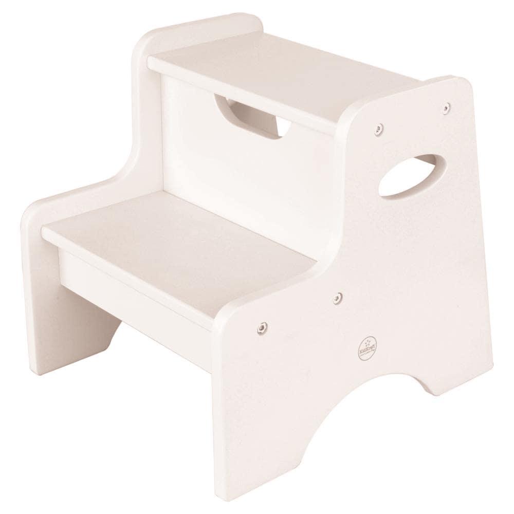 KidKraft Wooden Two-Step Children's Stool with Handles - White