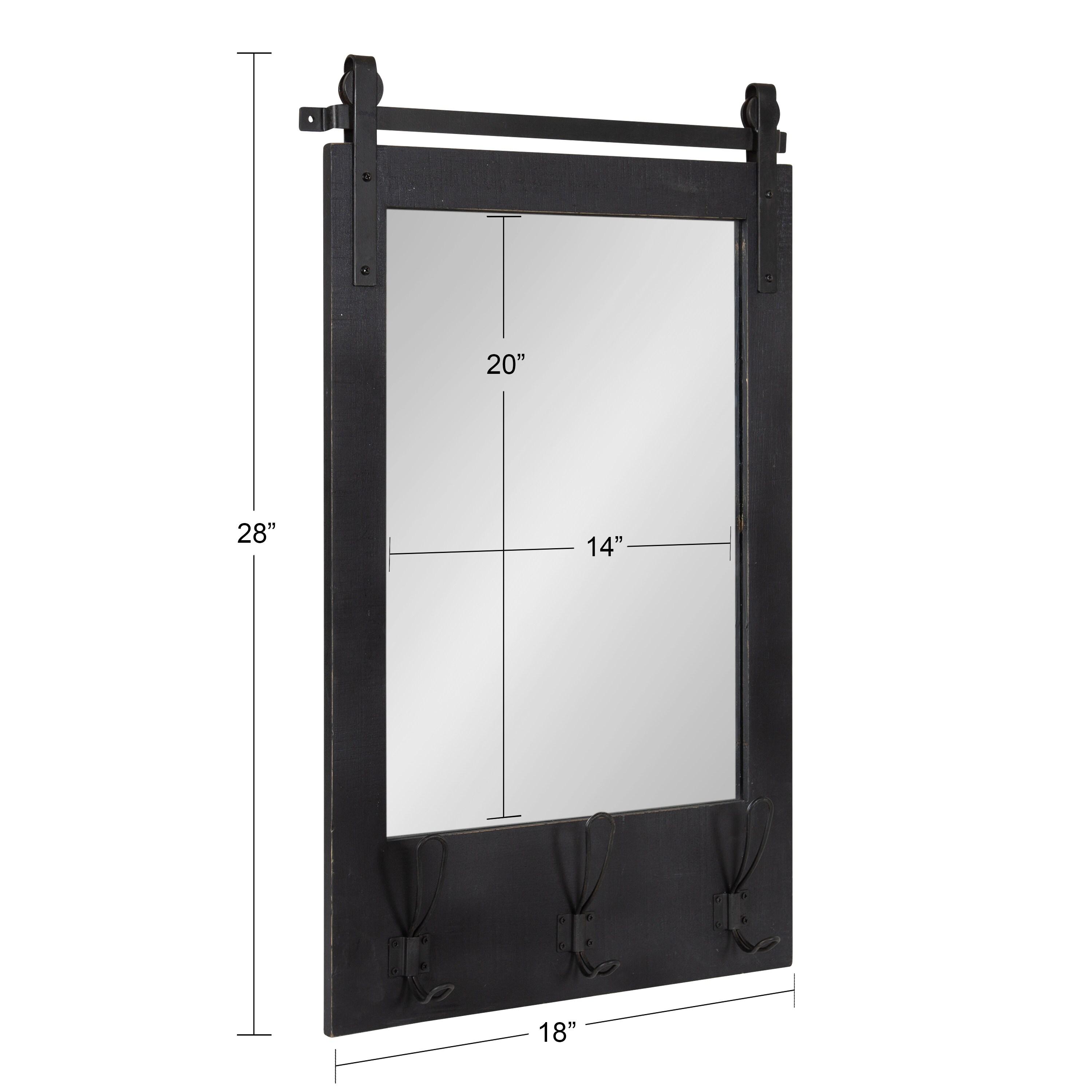 18" x 28" Cates Functional Wall Mirror Black - Kate & Laurel All Things Decor: Rustic Farmhouse, Wooden Frame, No Assembly Required