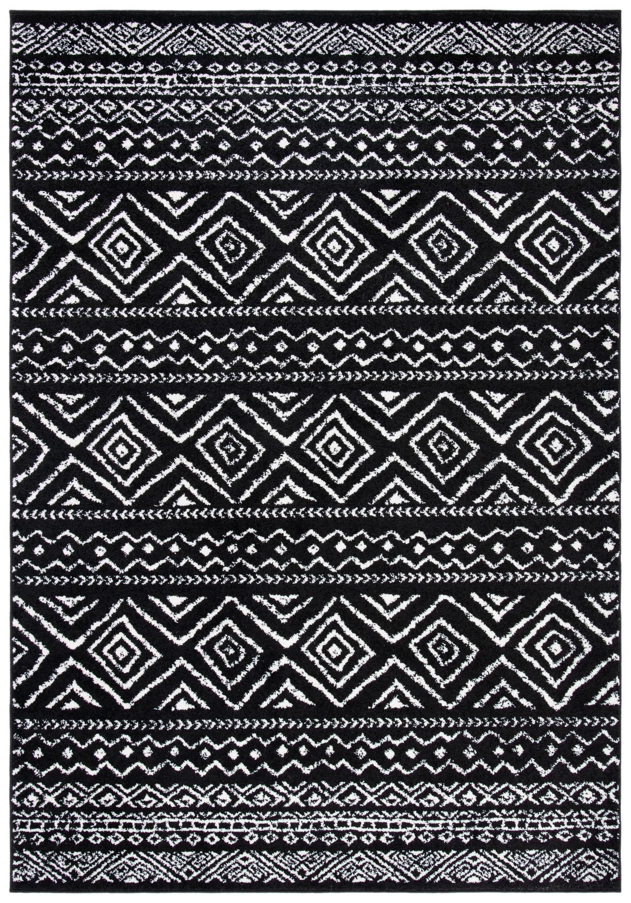 Tulum TUL267 Power Loomed Indoor Area Rug - Black/Ivory - 8'x10' - Safavieh