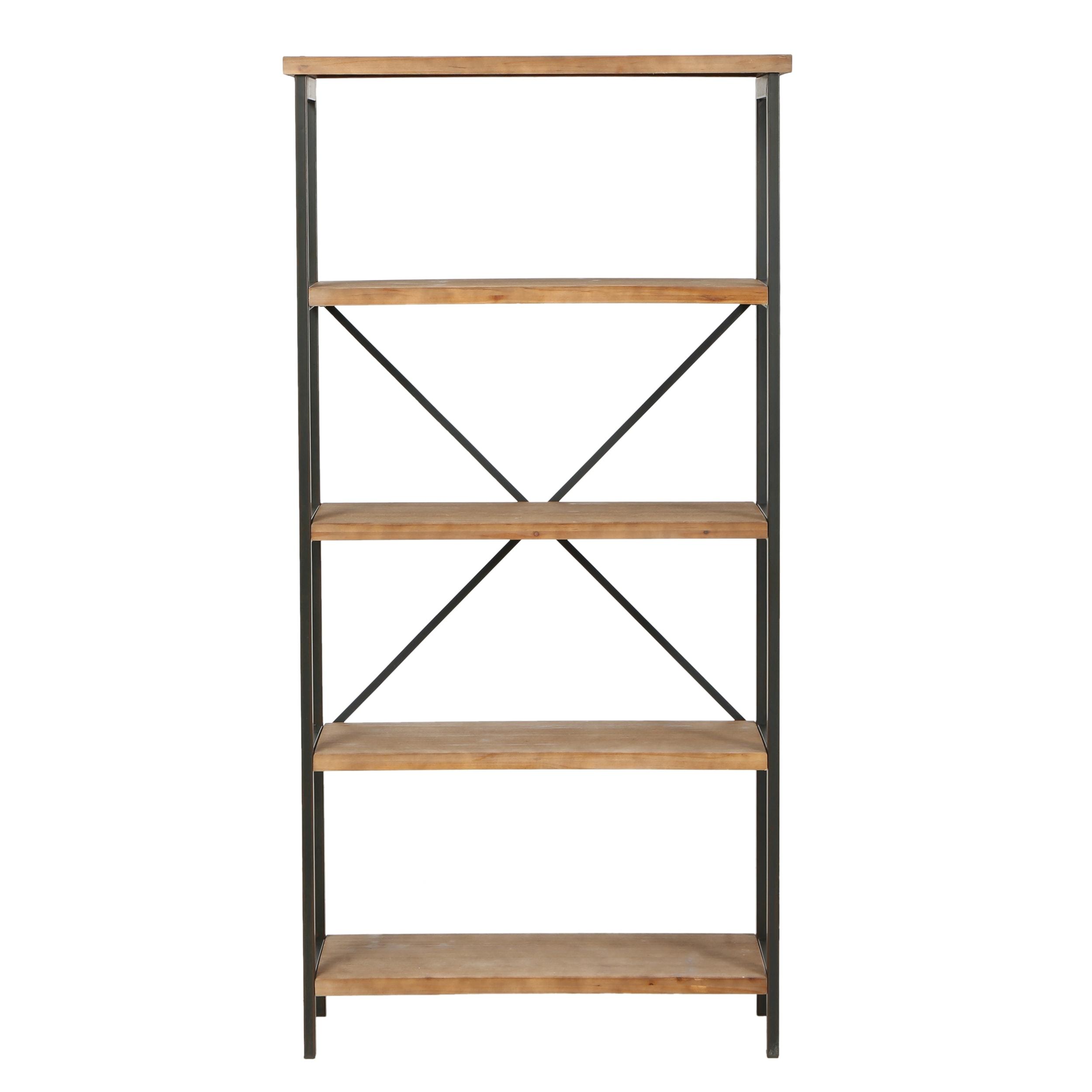 Christopher Knight Home Perth 68.5" 5-Shelf Industrial Bookcase Antique: Metal & Wood, 250lbs Capacity