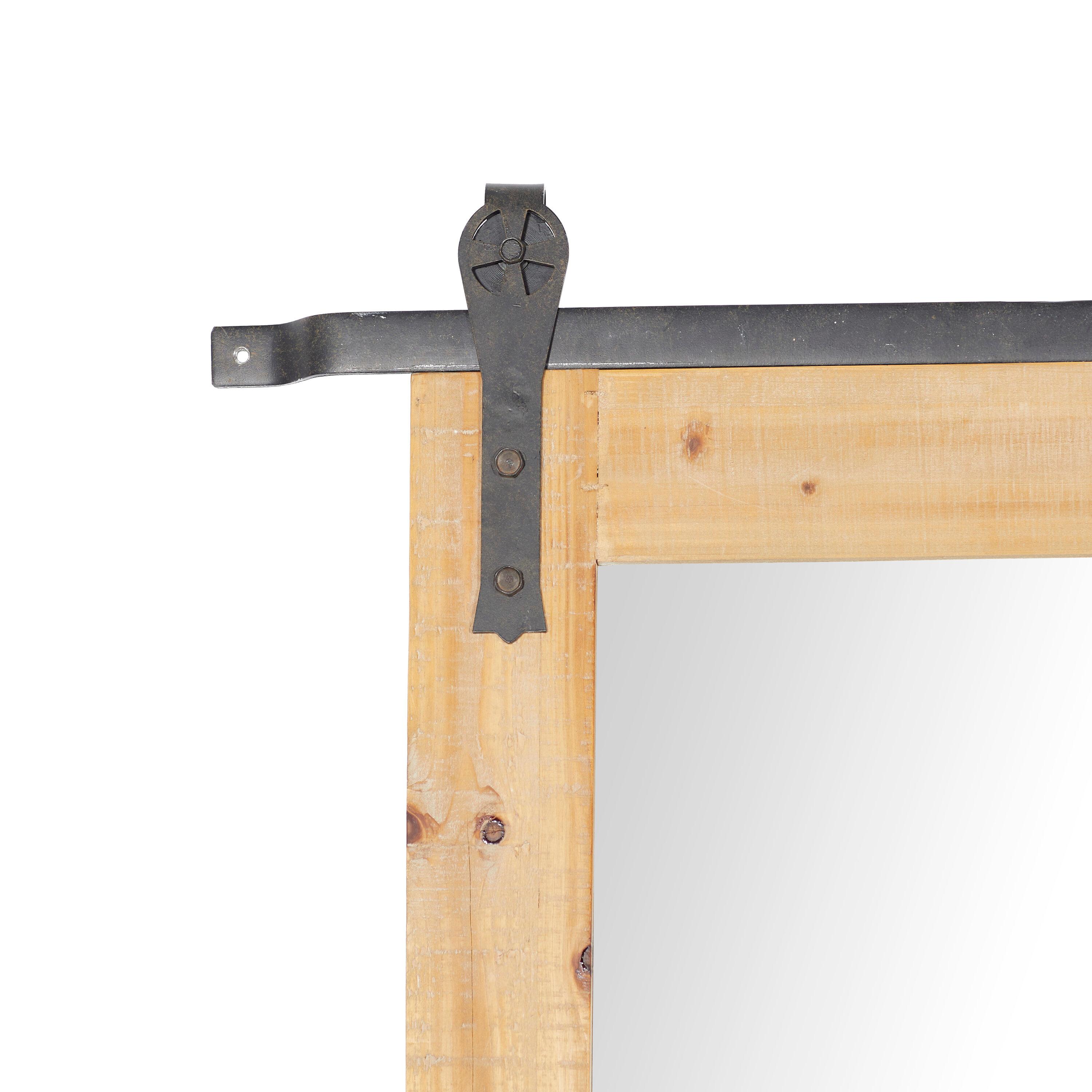 71" x 34" Wood Wall Mirror with Metal Hanging Rod Brown - Olivia & May: Industrial Style, No Assembly Required