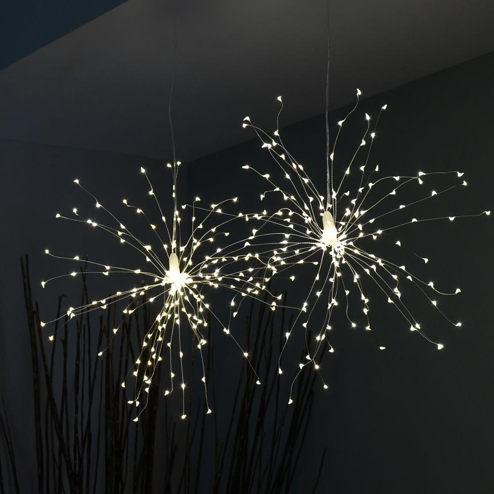 LumaBase Battery Operated Starburst Lights with Remote Control - Set of 2 (White)