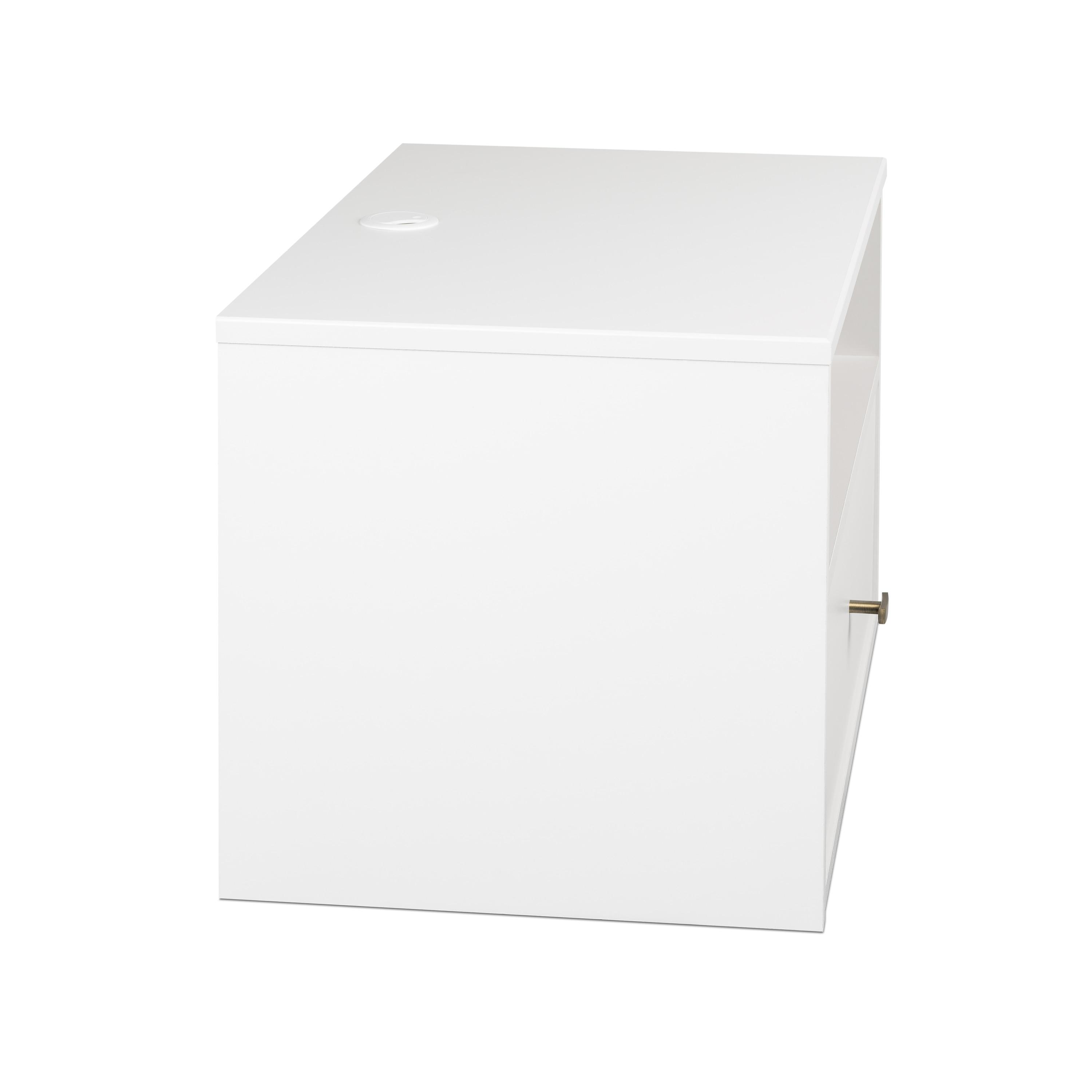 Prepac Floating 1 Drawer Nightstand with Open Shelf White: Modern Wall-Mounted Bedside Furniture with Cable Management & Metal Glides