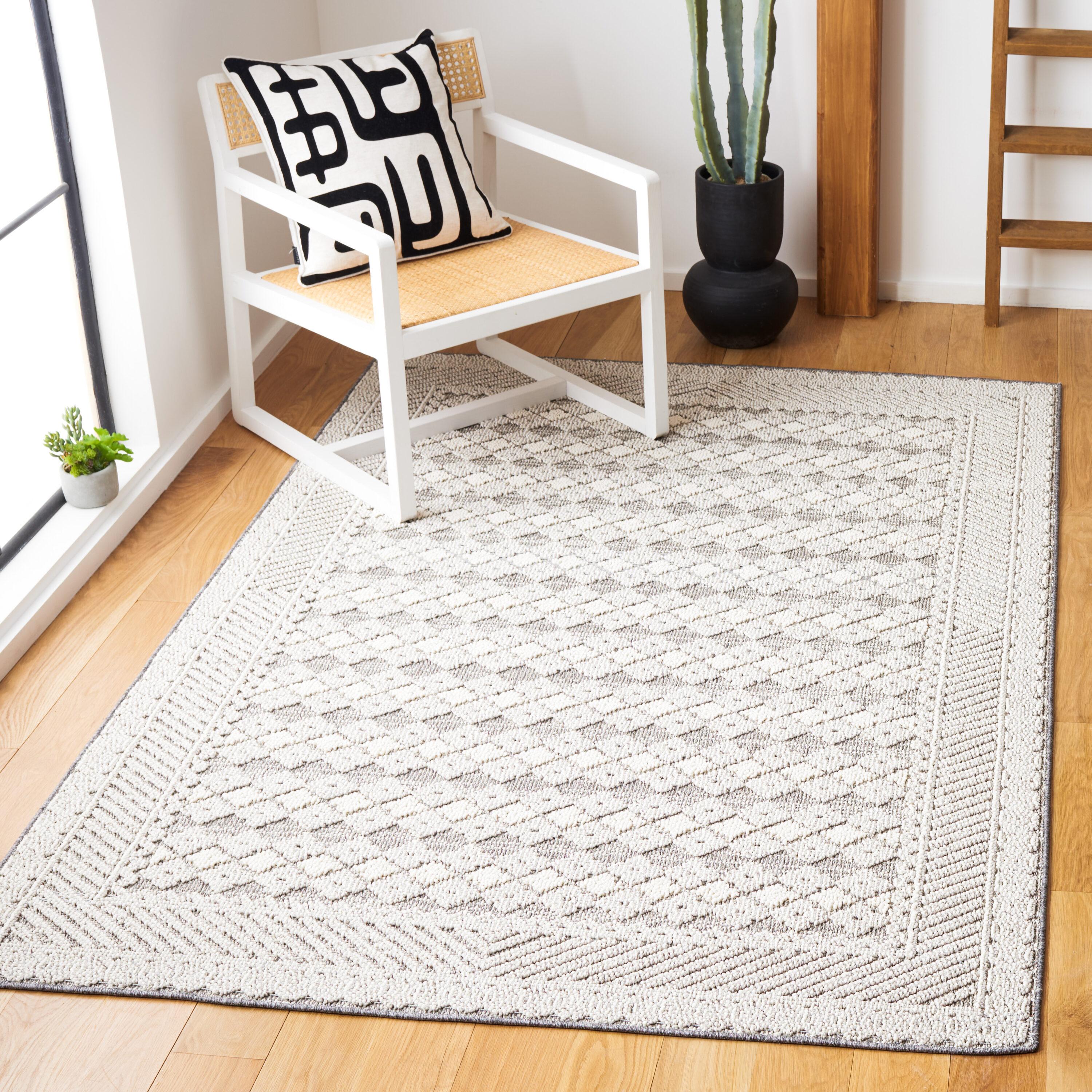 Global GLB864 Power Loomed Indoor/Outdoor Area Rug - Light Grey/Dark Grey - 6'7"x6'7" - Safavieh.