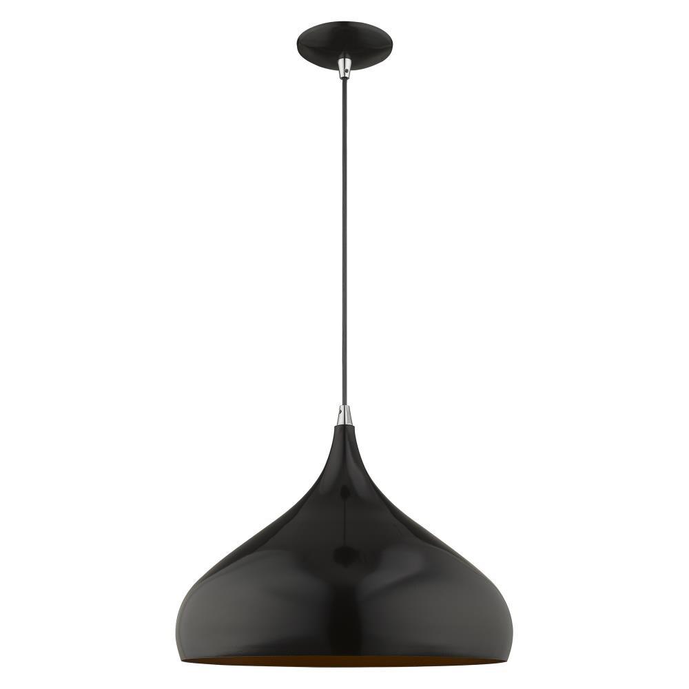 Livex Lighting Metal Shade 1 - Light Chandelier in  Shiny Black