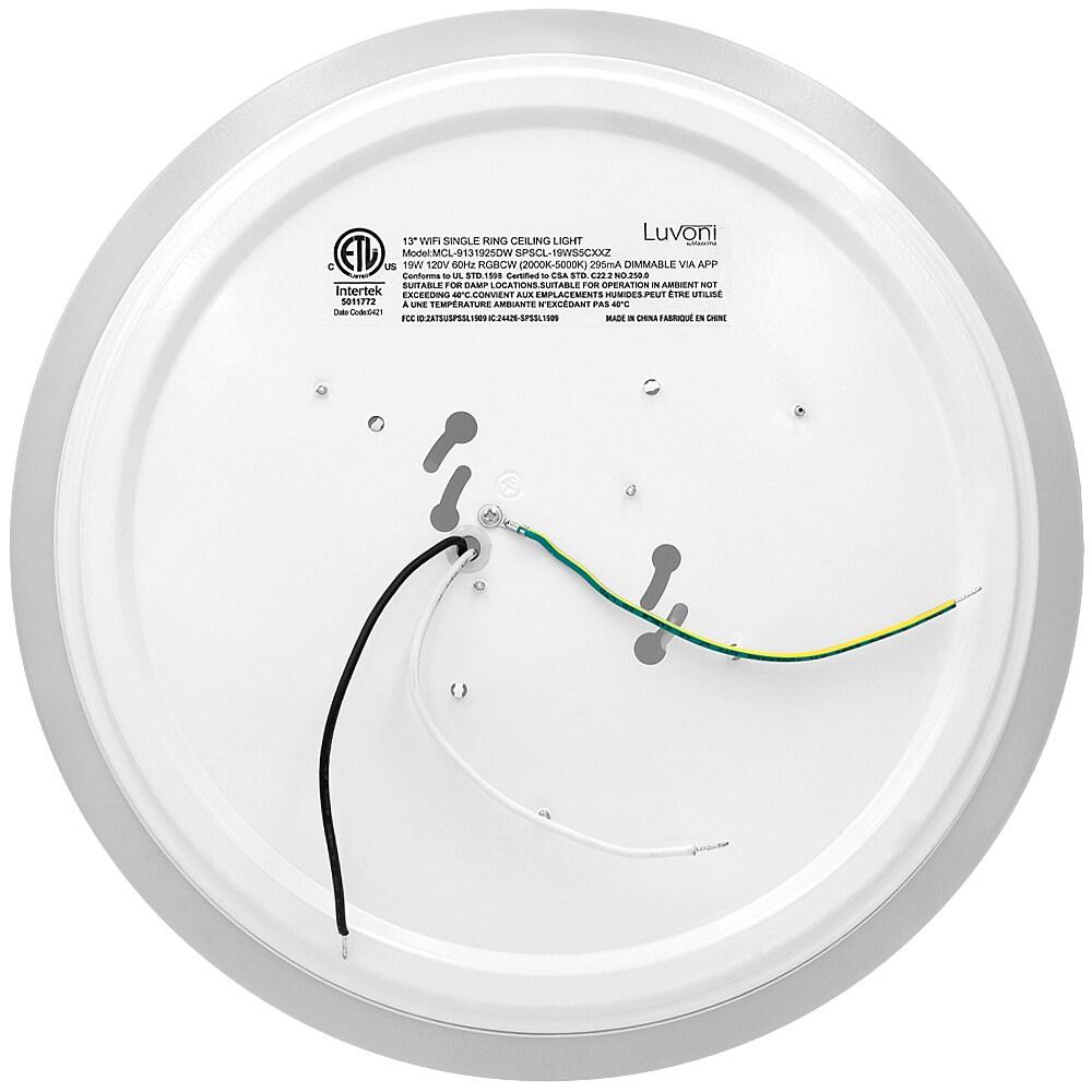 Luvoni by Maxxima 13 in. Smart WiFi LED Round Flush Mount Ceiling Light, Dimmable, CCT 2000K-5000K, 1500 Lumens