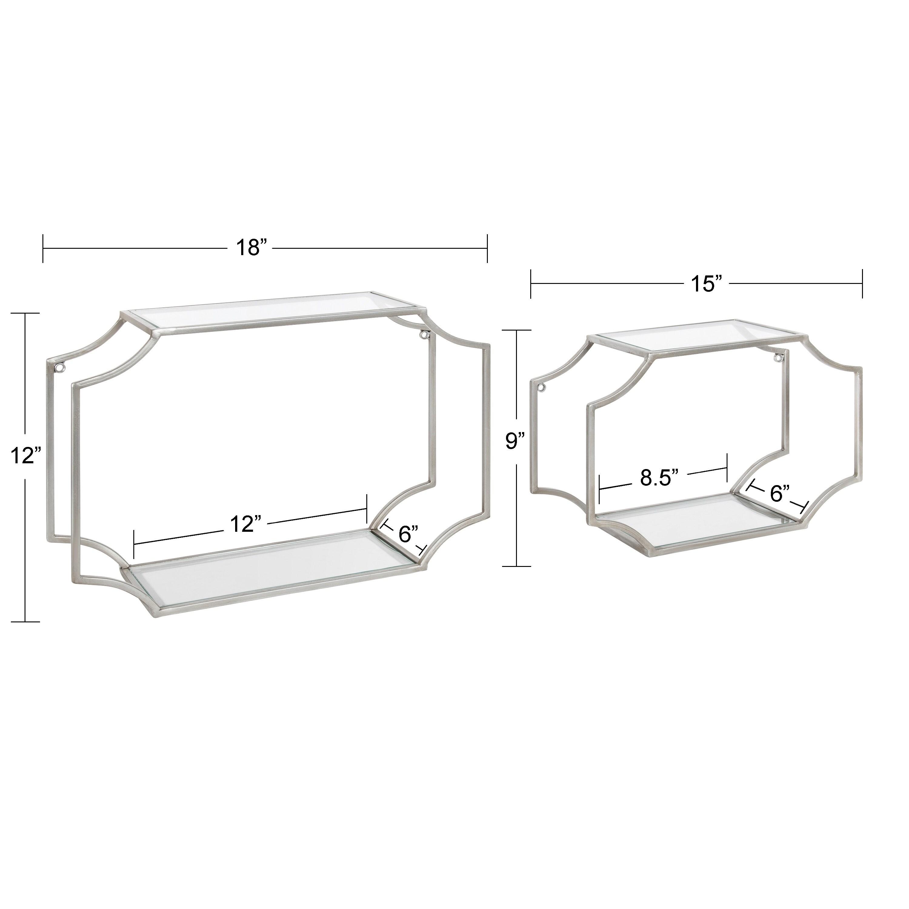 2pc 18" Ciel Modern Glam Metal Wall Shelf Set Silver - Kate & Laurel All Things Decor