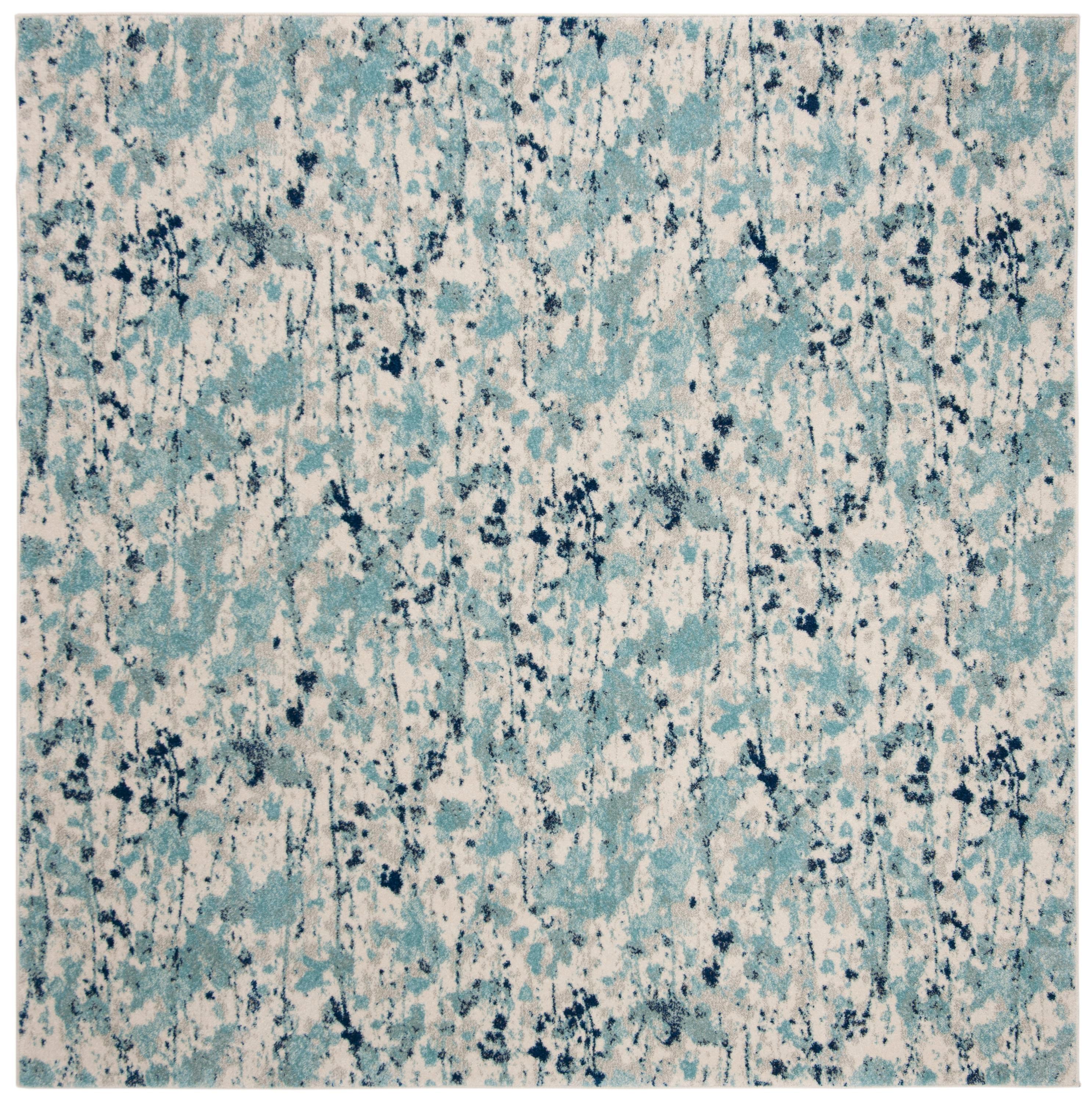 Evoke EVK284 Power Loomed Area Rug Ivory / Blue 6'-7" X 6'-7" Square - Safavieh.