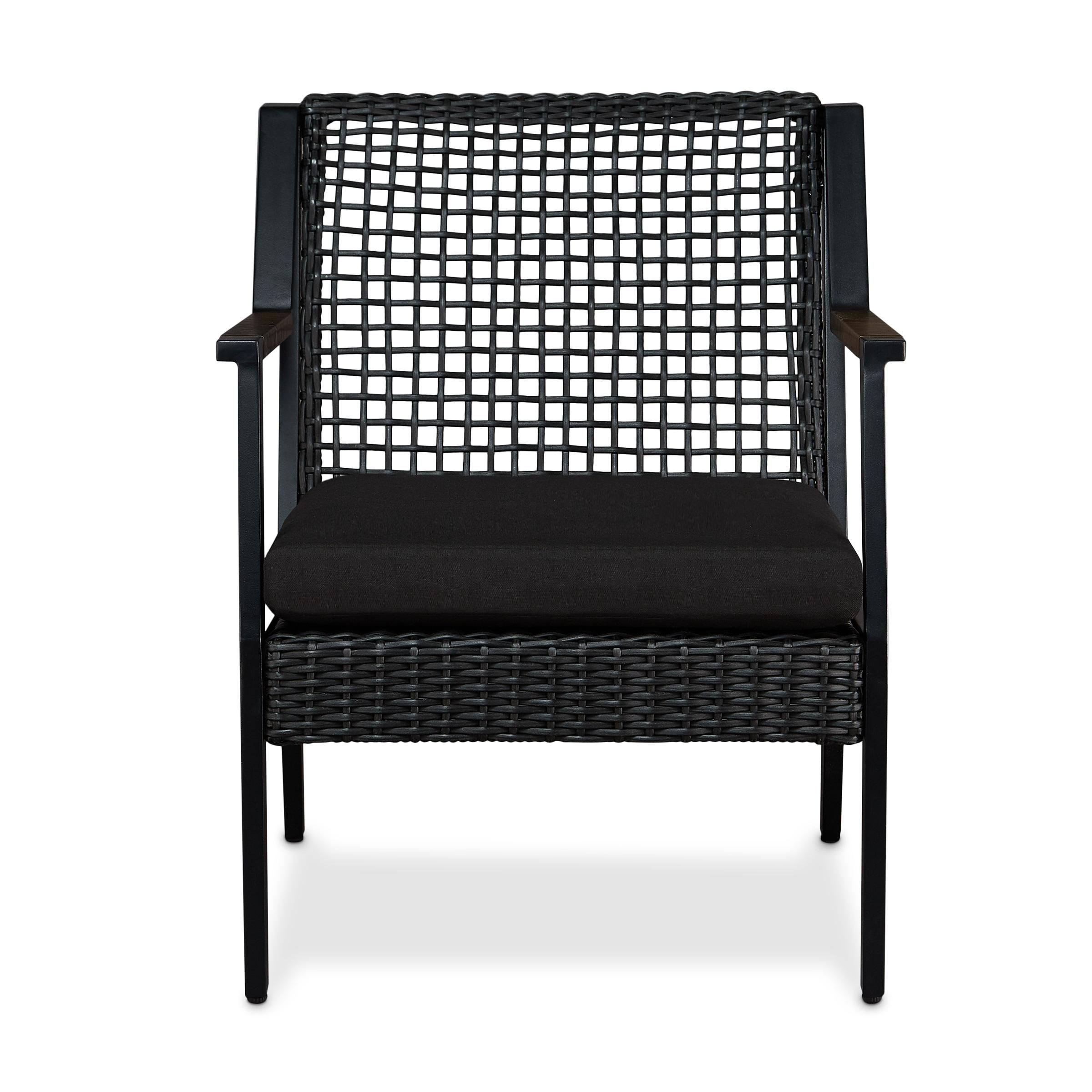 Real Flame Calvin Aluminum Patio Dining Arm Chair in Black (Set of 2)