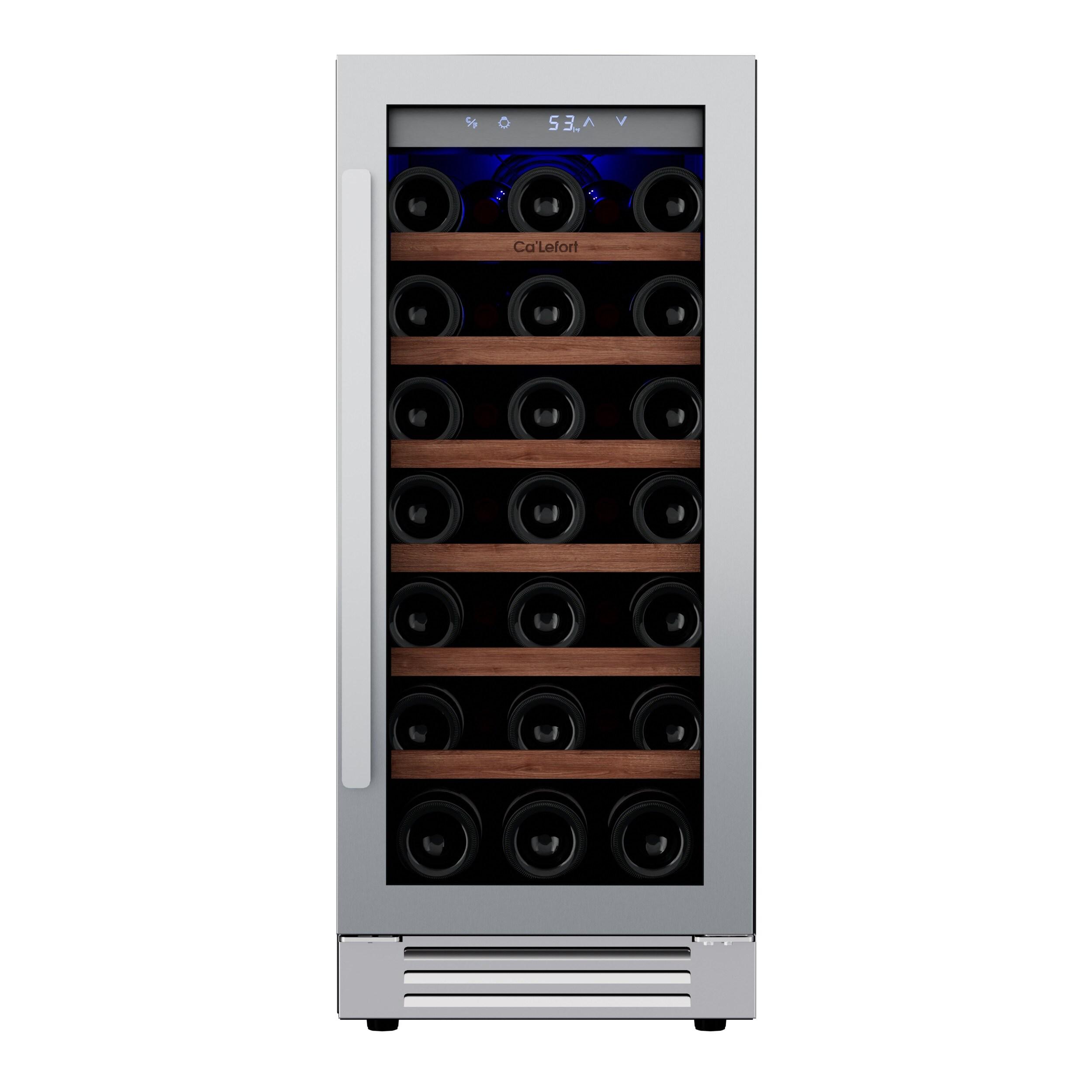 Ca'Lefort 15inch Wine Cooler Refrigerator,33 Bottle Wine Fridge Single Zone with Stainless Steel Reversible Tempered Glass Door