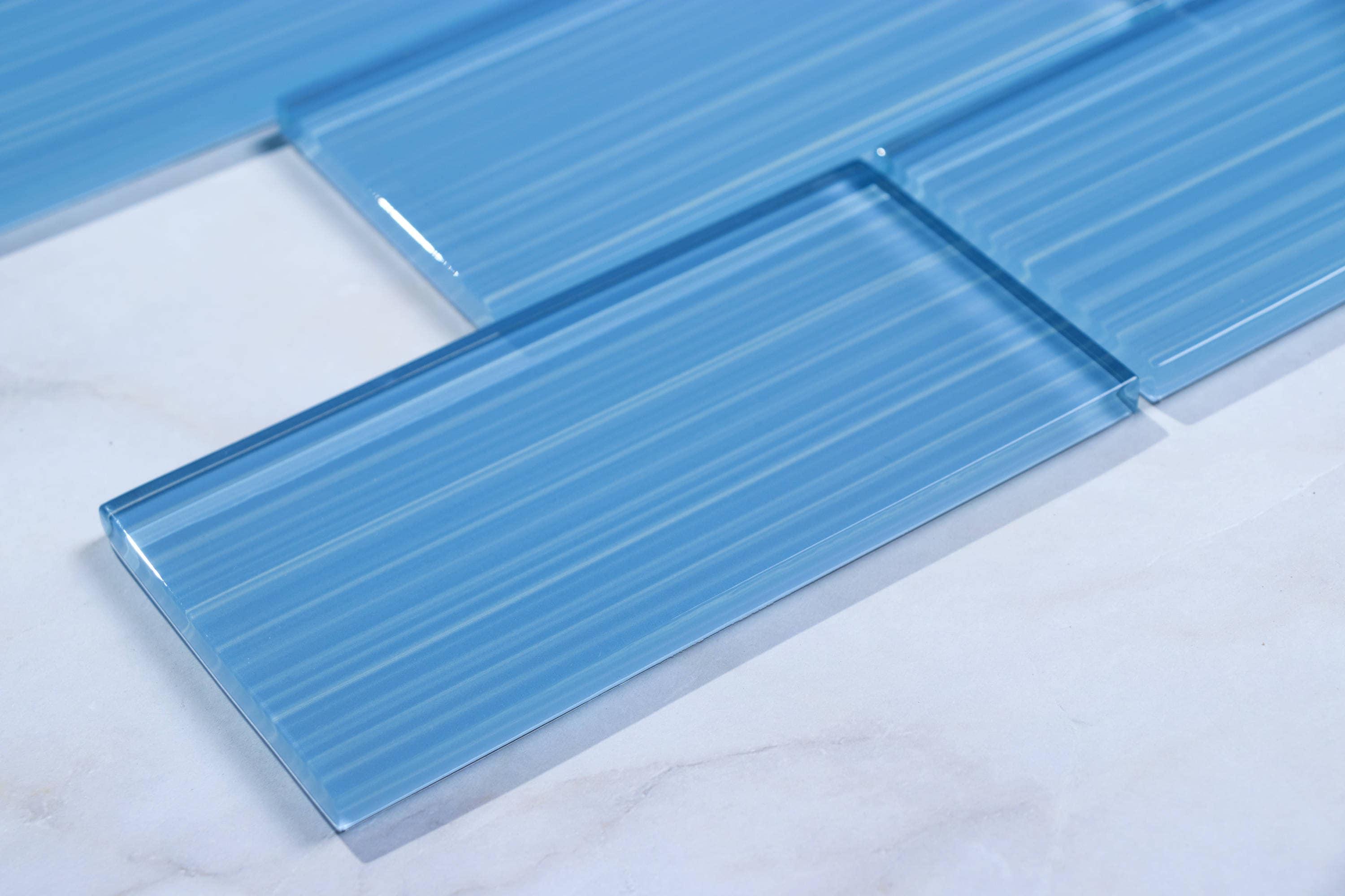 Premium Hand Painted 3" x 6" Straight Edge Glass Mosaic Subway Tile