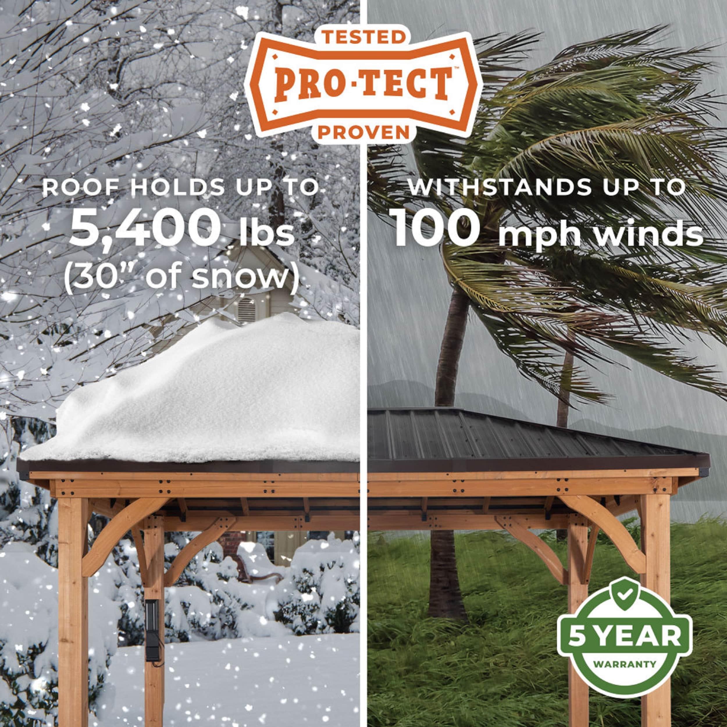 Backyard Discovery Barrington 10' x 10' Cedar Wood Gazebo, Galvanized Steel Roof, PowerPort