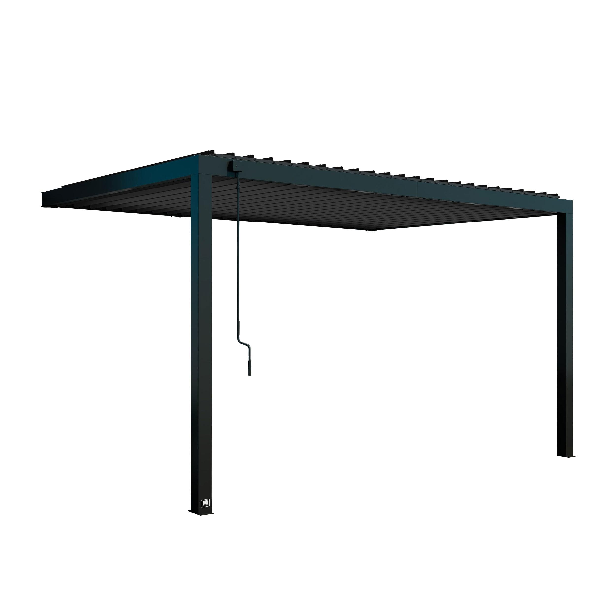 Backyard Discovery Evanston 14'x10' Steel Wall-Mounted Louvered Pergola, Adjustable Roof