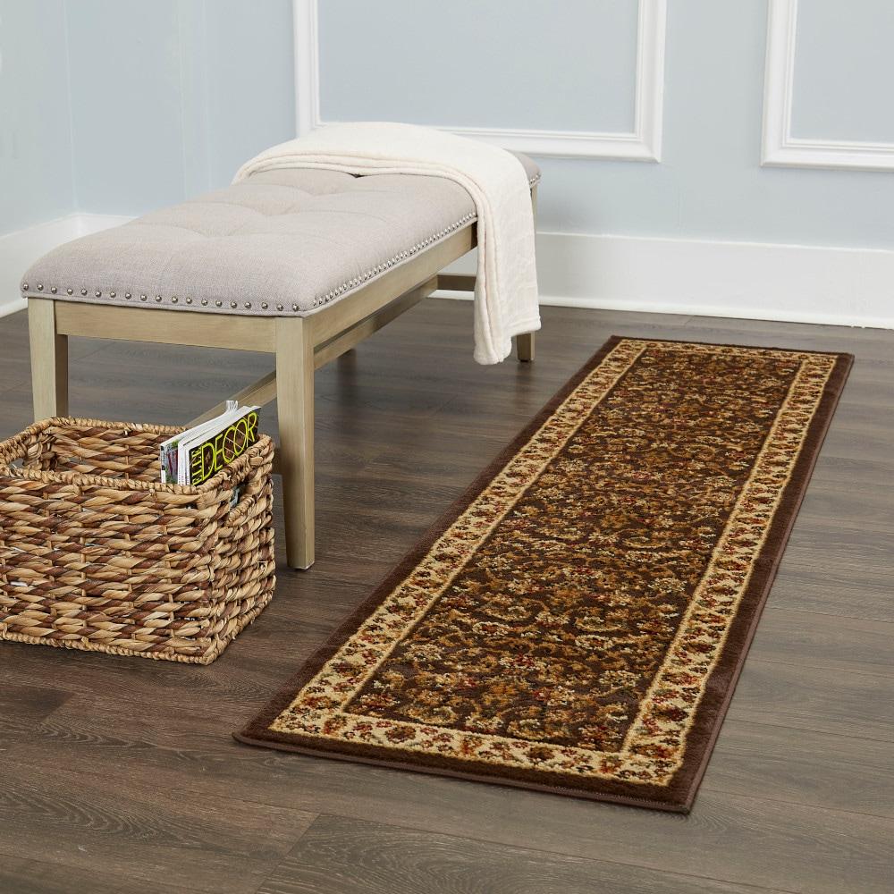 Home Dynamix Royalty Elati Traditional Ornate Damask Runner Area Rug, Brown/Ivory, 1'9"x7'2"