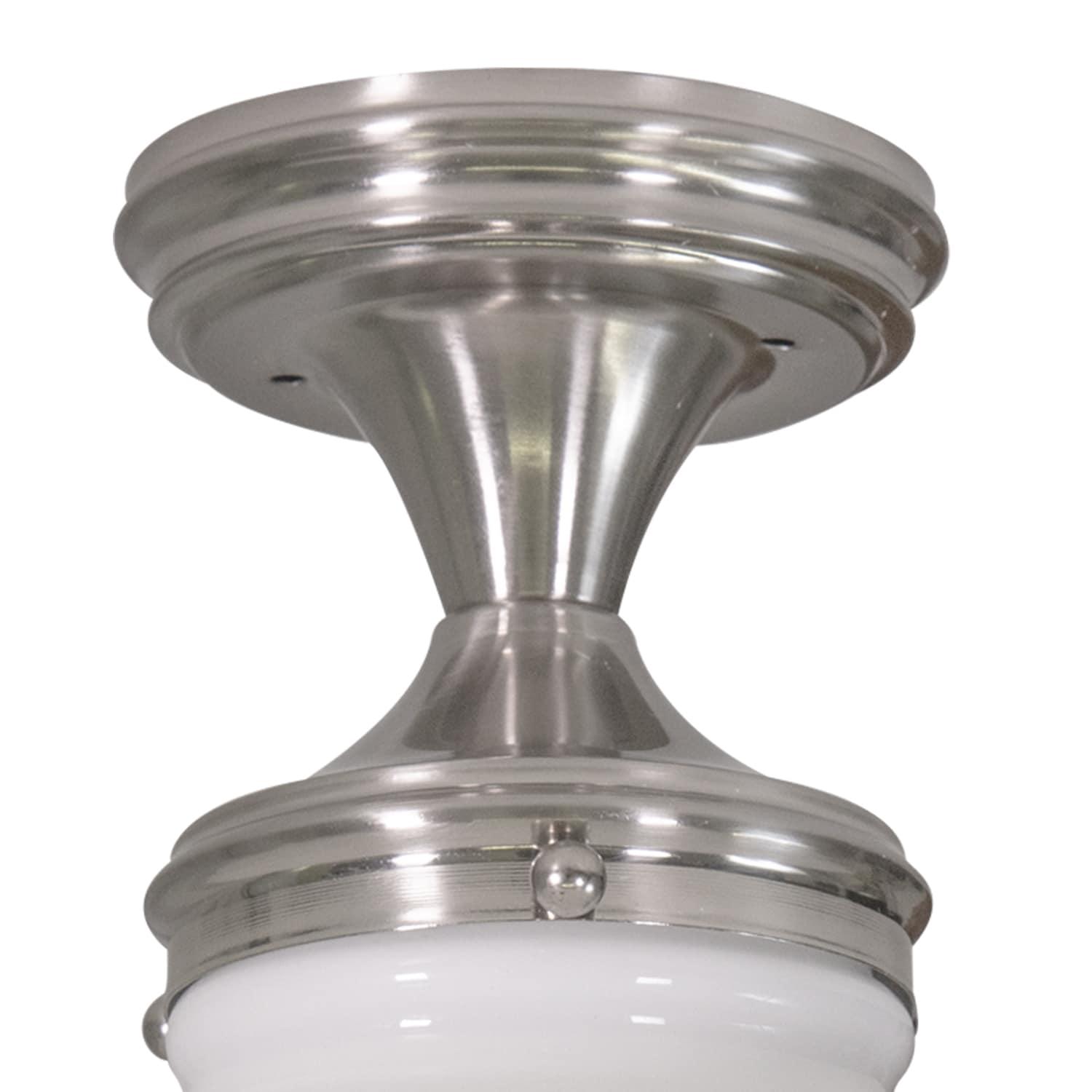 Design House Schoolhouse 9" Semi-Flush Mount Ceiling Light, Satin Nickel