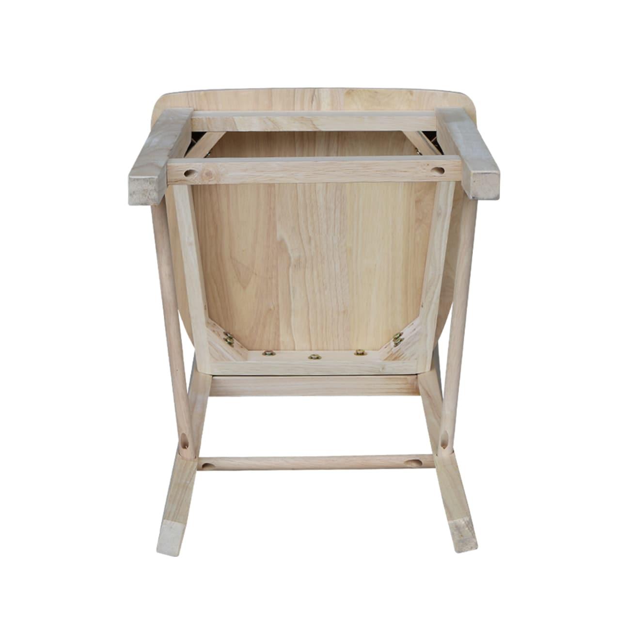 24" Madrid Counter Height Barstool Unfinished - International Concepts: Solid Parawood, Ladder-Back Design, Rubberwood Legs