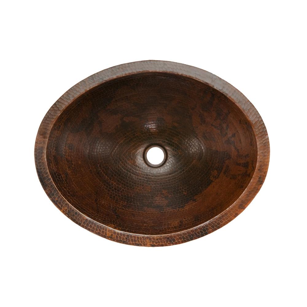 20" Master Bath Oval Under Counter Hammered Copper Bathroom Sink