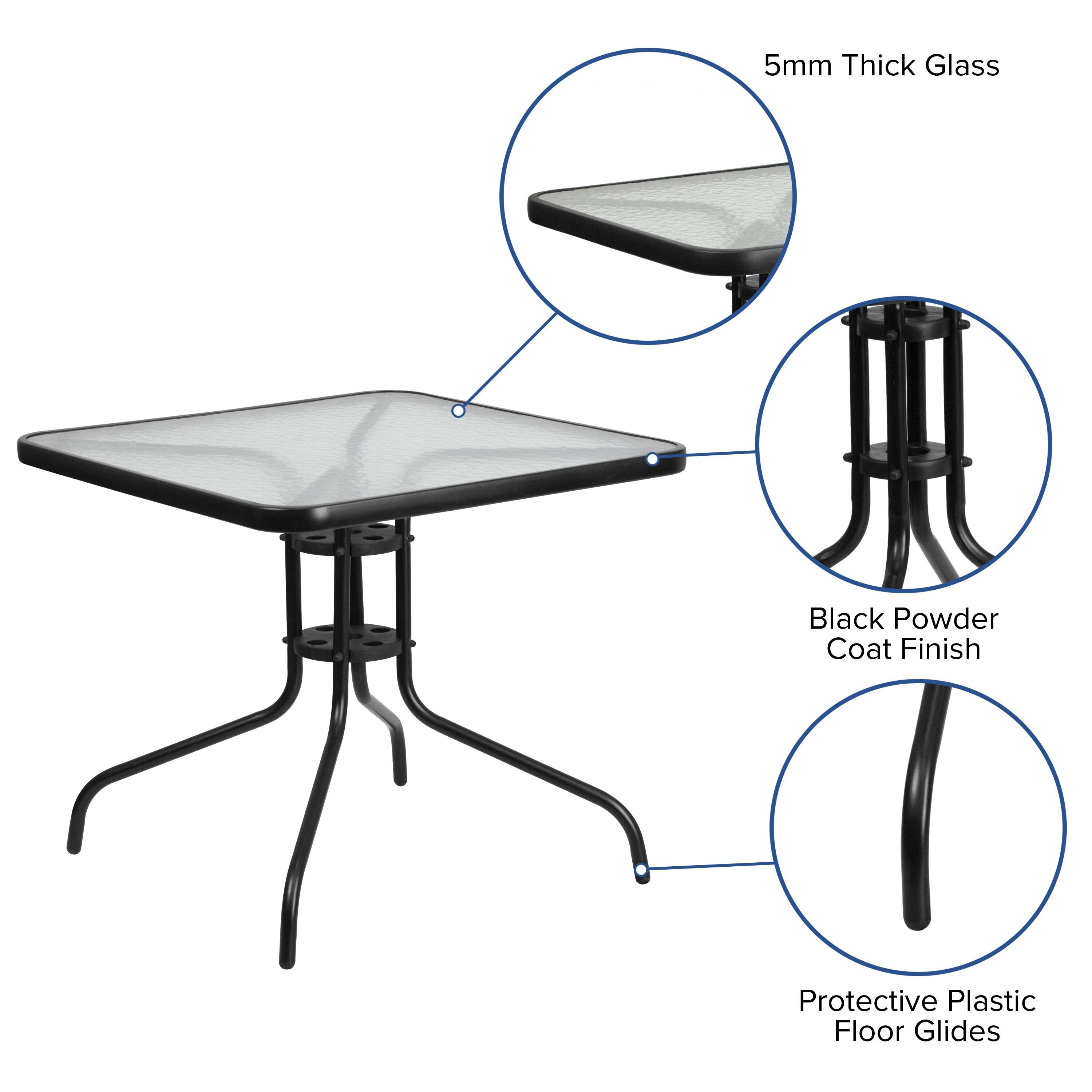 Flash Furniture 31.5'' Square Tempered Glass Metal Table