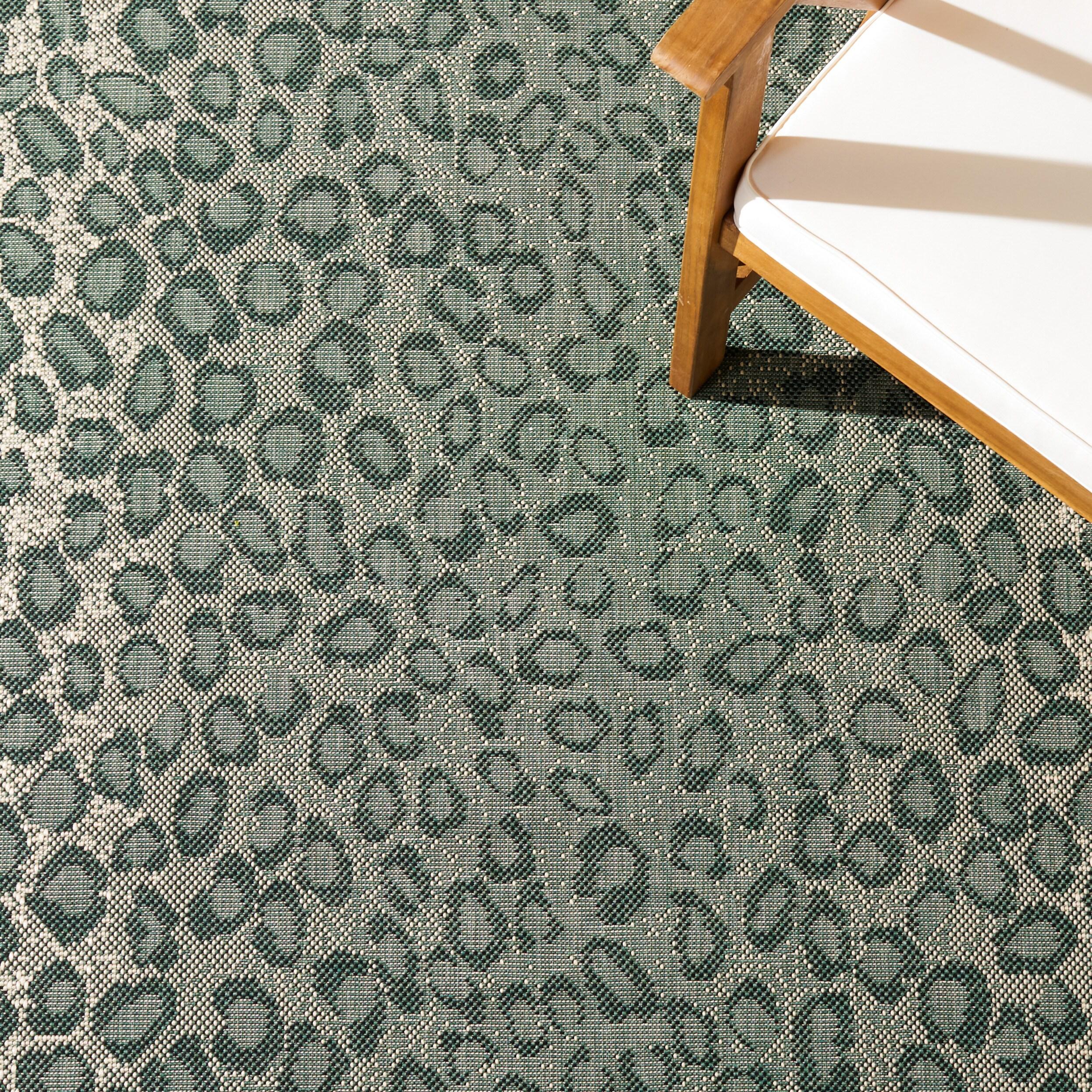 Courtyard CY6100 Power Loomed Indoor/Outdoor Area Rug - Dark Green/Ivory - 6'7"x6'7" - Safavieh.