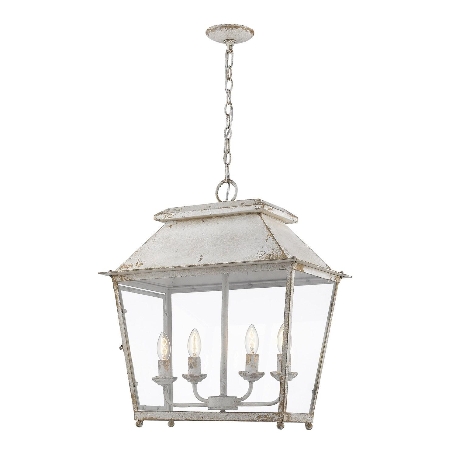 Golden Lighting Abingdon 4-Light Pendant in Antique Ivory with Clear Glass
